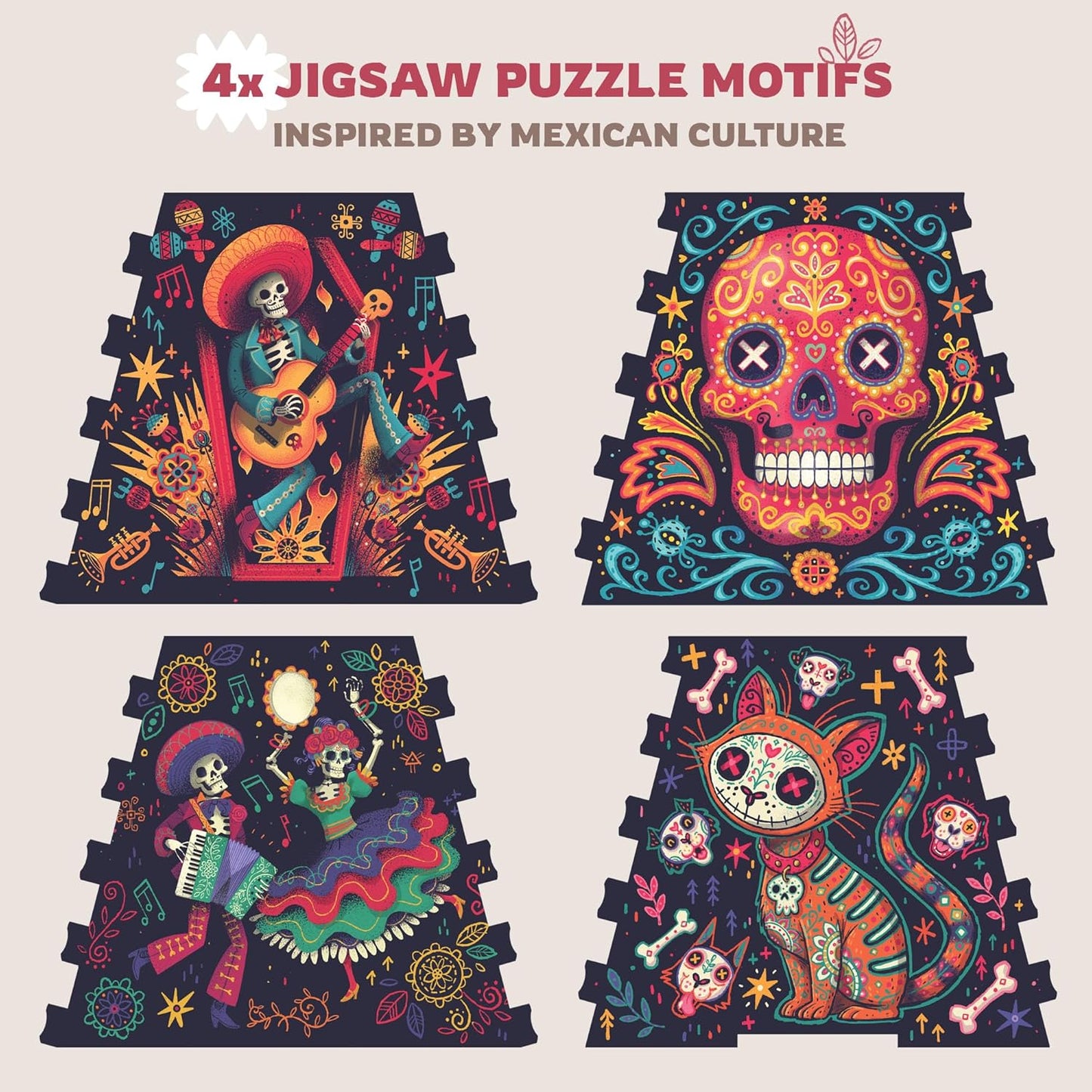 iDventure Cluepuzzle Expansion Day of The Dead | Wooden Puzzle with 200+ Pieces | Escape Room Game | Gift Box | 4 Designs | Puzzle Size 20x12 cm | Wooden Puzzles for Adults and 10+ | Gift | Hobby
