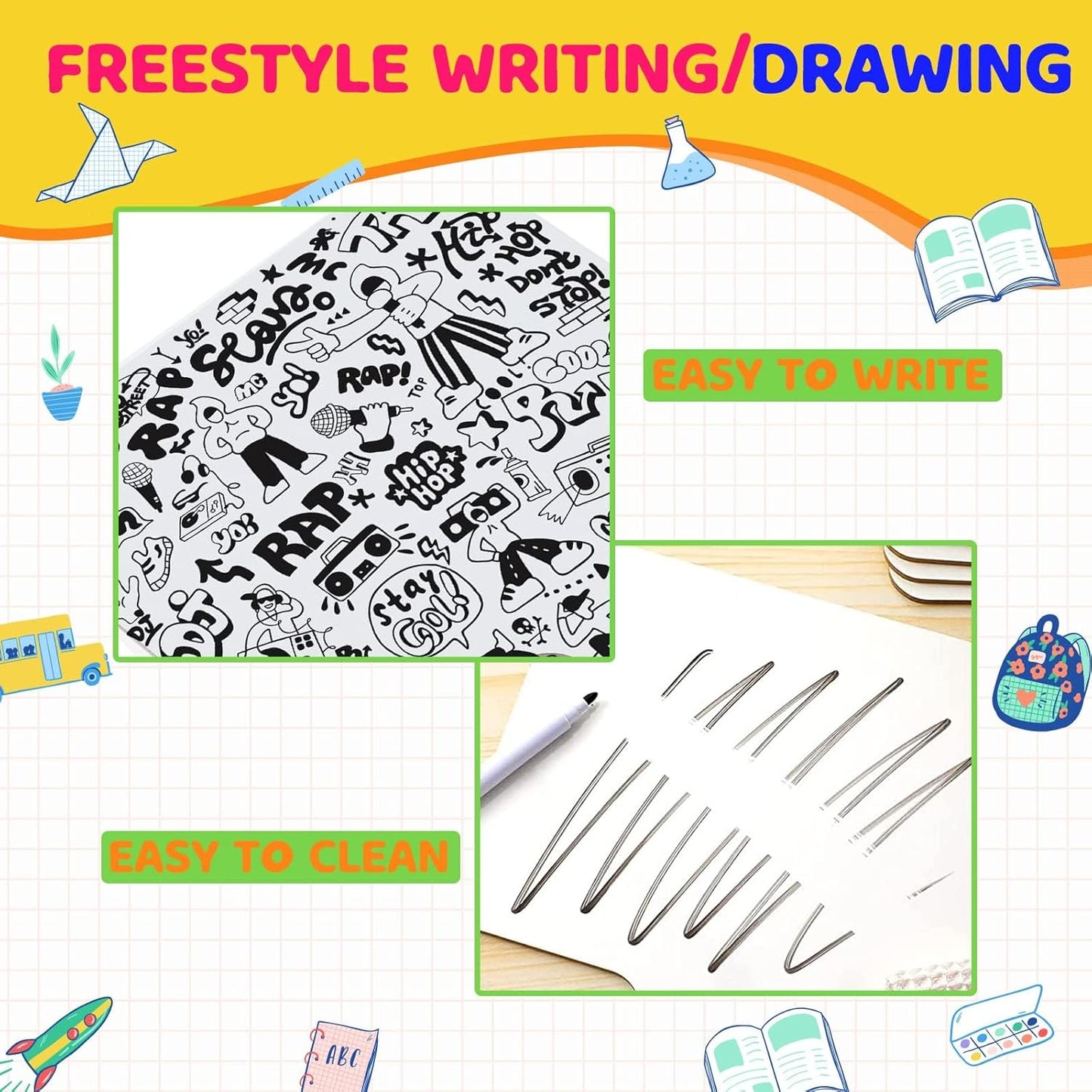6 Pcs Dry Erase Answer Paddle 7 x 9 Inch Handheld Wooden White Board Double Sided Dry Erase Small Whiteboards for Students Classroom Games Party Auction Paddles for Bidding Meeting Voting(6)