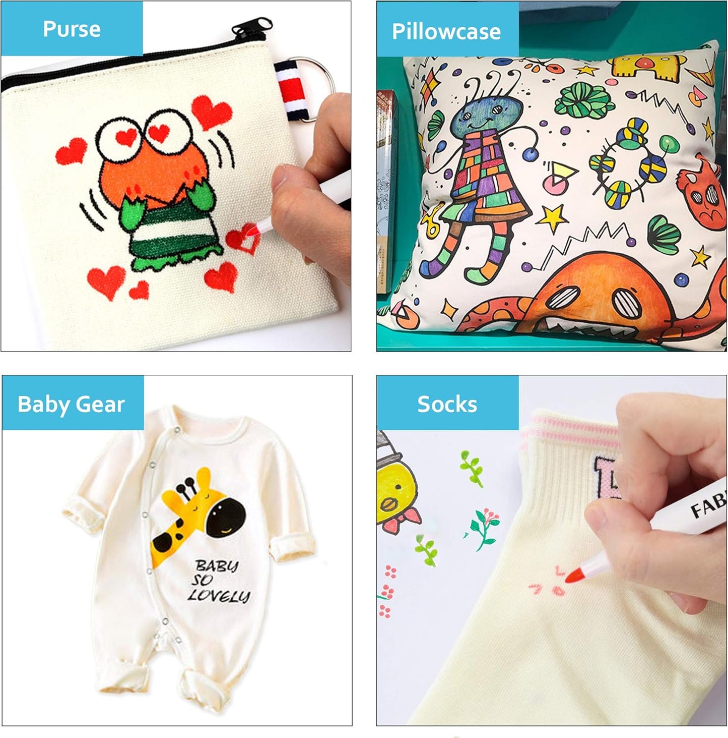 Fabric Markers, Lelix 36 Colors Permanent Fabric Pens for Writing Painting on T-Shirts Clothes Sneakers Canvas, Child Safe & Non-Toxic for Kids Adults