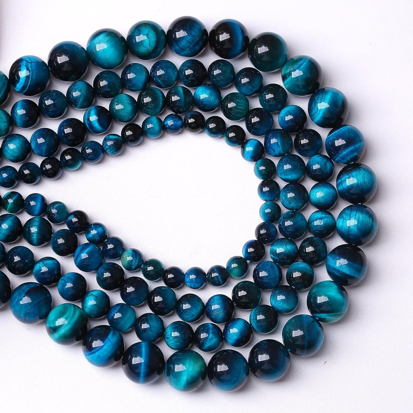 180PCS 4mm Blue Tiger Eye Gemstone Loose Beads Natural Round Loose Stone Beads for Jewelry Making DIY Bracelet Necklace Earrings 2 Strand 32"