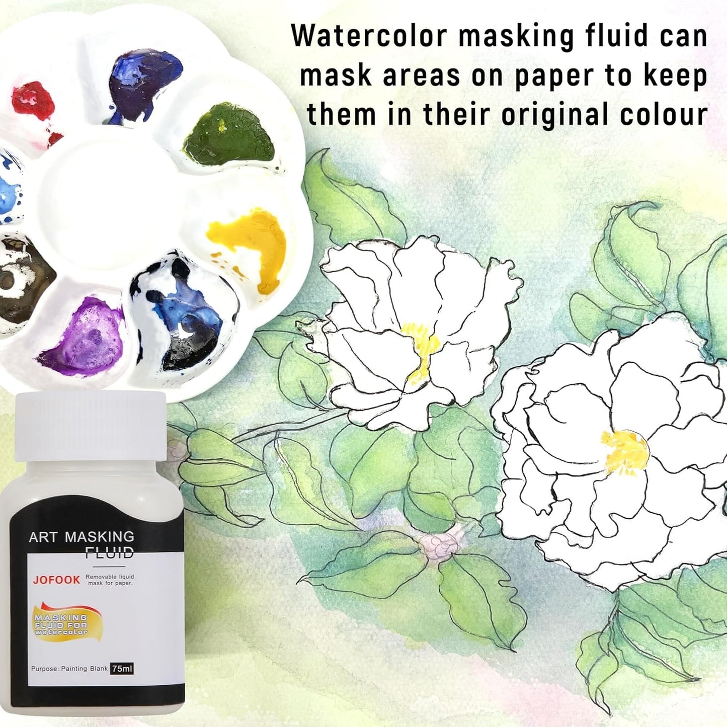 150-Milliliter Watercolor Art Masking Fluid,For Ink-Watercolor-Gouache-Painting & Illustration,Two Bottles