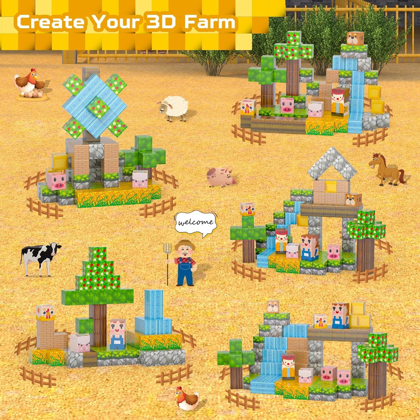 Magnetic Blocks, 100PCS 0.8" Magnetic Building Blocks, Magnet Cubes for Kids, STEM Sensory Toys for Toddlers Boys Girls Ages 3-12 Years Old Christmas Birthday Gifts