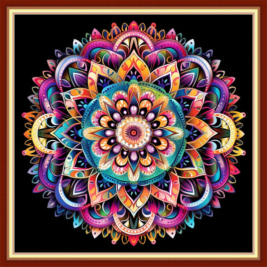 DMCVIVR Stamped Cross Stitch Kits for Adults Beginners Embroidery Kits 11CT Needlepoint Kits Cross Stitch Patterns Embroidery Patterns&Magic Mandala 18x18 inch