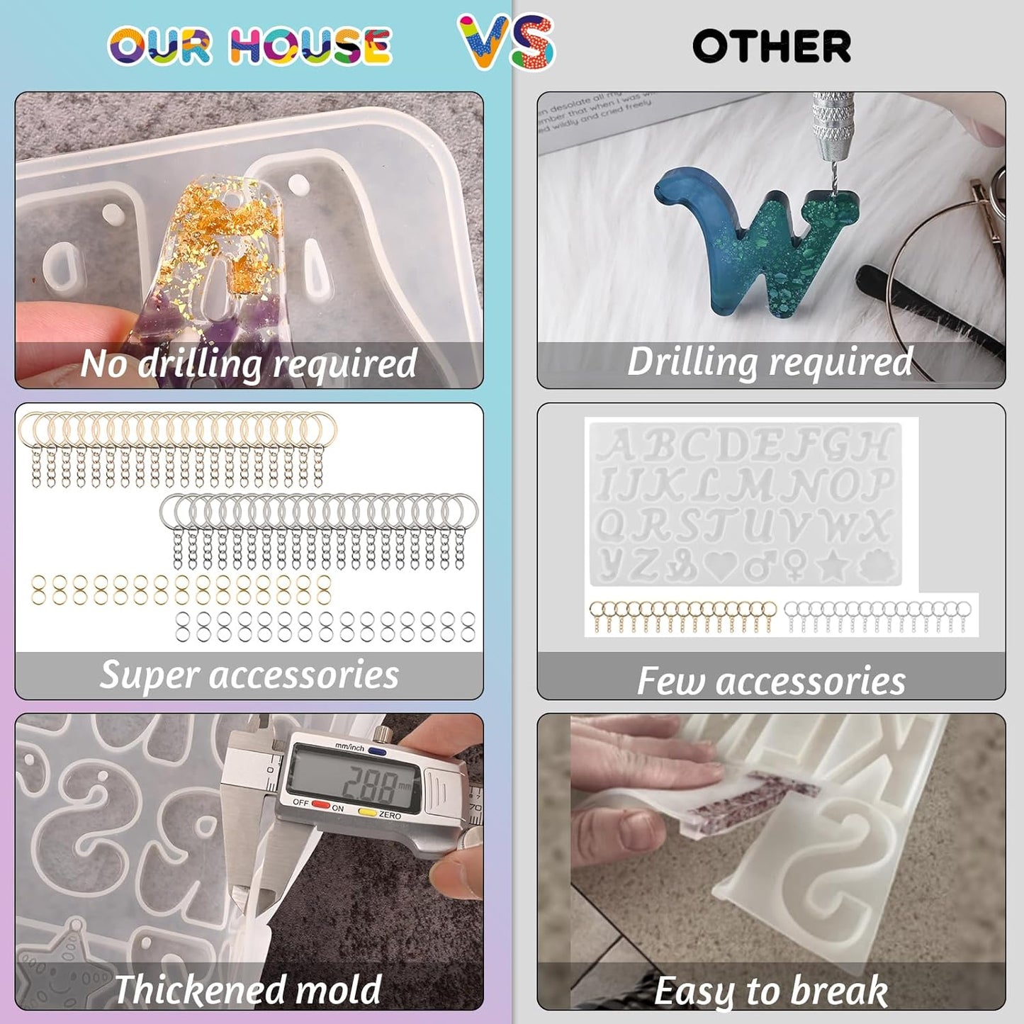 Actvty Alphabet Keychain Molds with Hole, Reversed Alphabet Silicone Molds for Epoxy, Letter Resin Molds for Keychain Jewelry Pendant Making