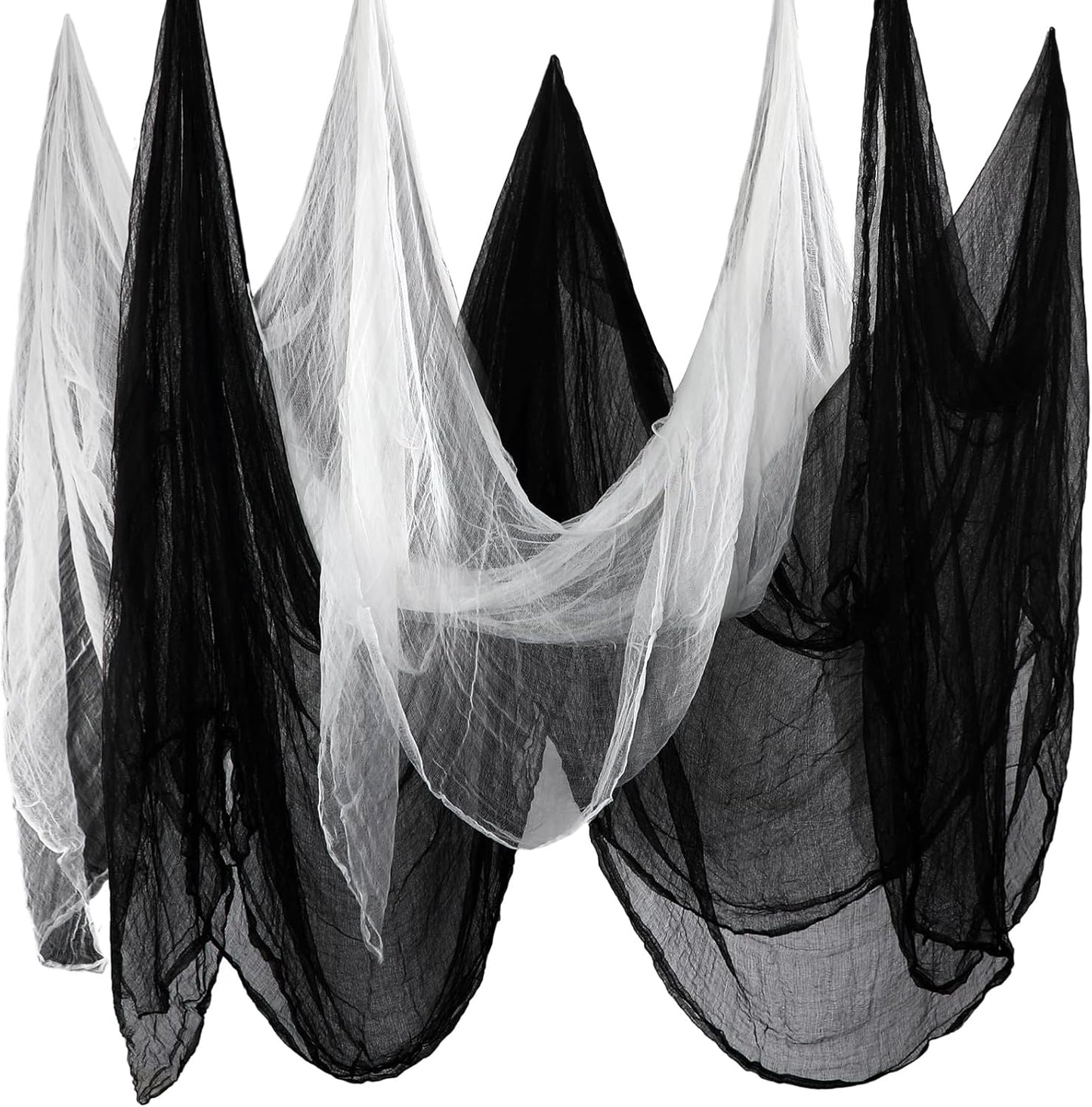 Boao Halloween Cheese cloth 85 x 197 Inch White and Black Cheesecloth Roll for Crafts Large Cotton Muslin Gauze Fabric for Halloween Outdoor & Indoor Spooky Decoration