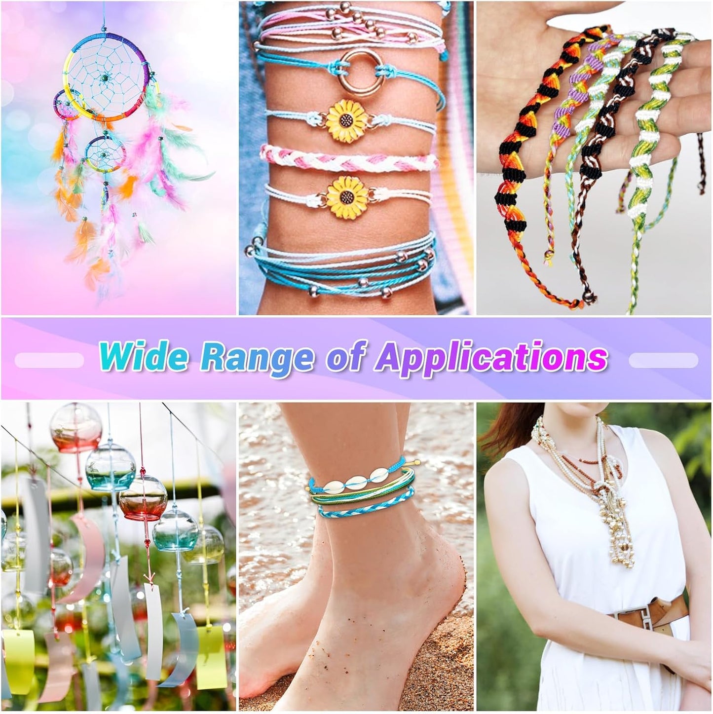 Cridoz 20 Rolls Wax String for Bracelet Making, Waxed Thread Bracelet Cord, Waxed Polyester Cord Bracelet Rope for DIY Bracelets, Necklace and Macrame