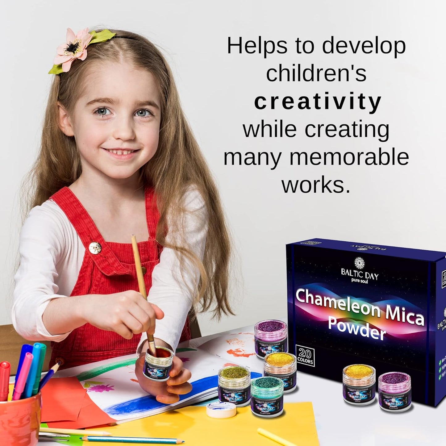 BALTIC DAY - Chameleon Mica Powder, 16 Jars of Color Shift Mica Powder Set - Epoxy Resin Color Pigment - Chameleon Powder - Holographic Mica - Resin Pigment