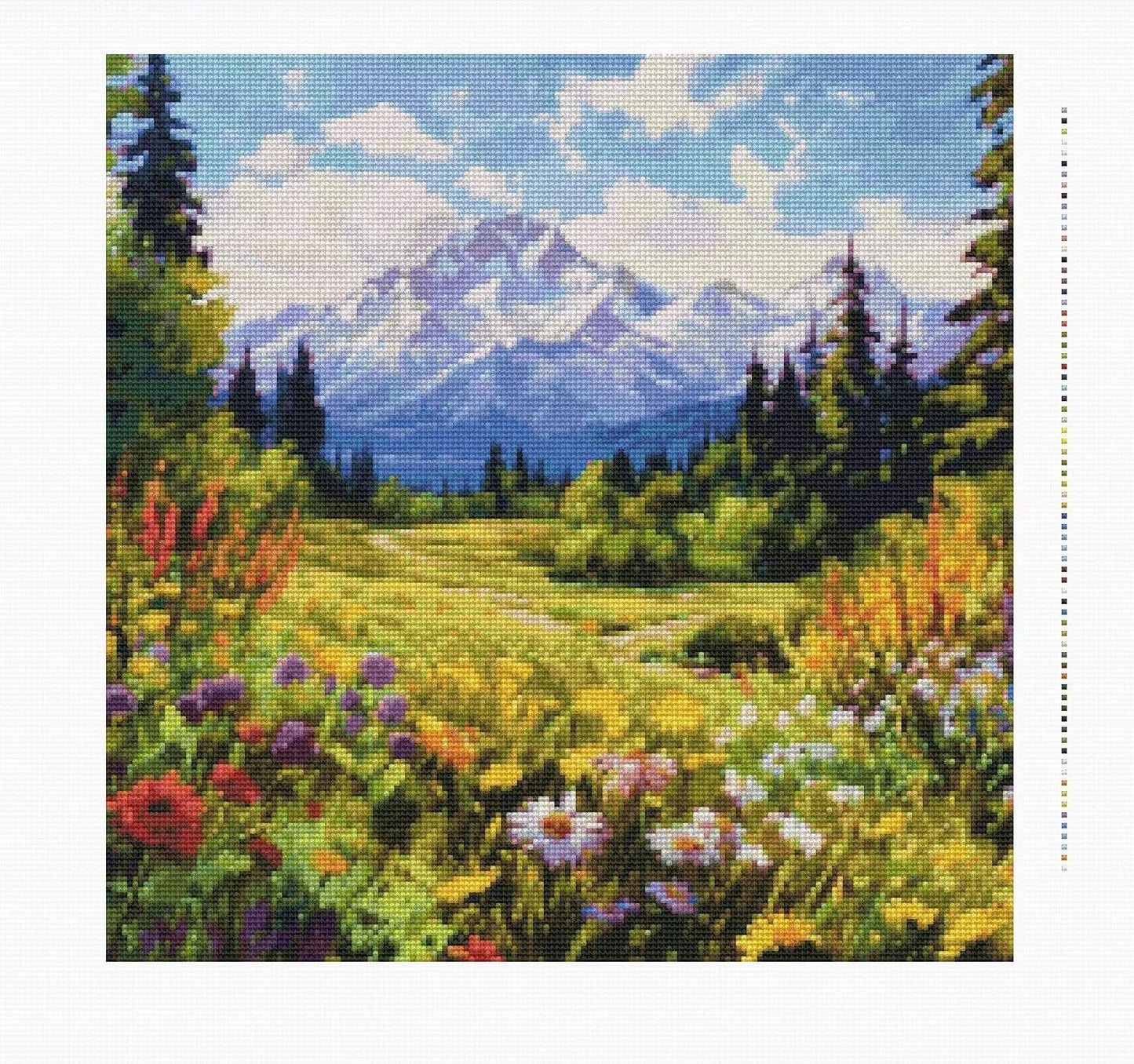 14CT Counted Cross Stitch Kits for Adults Mountain Flowers Advanced Stamped Cross Stitch Kits for Adults (Mountain 4)