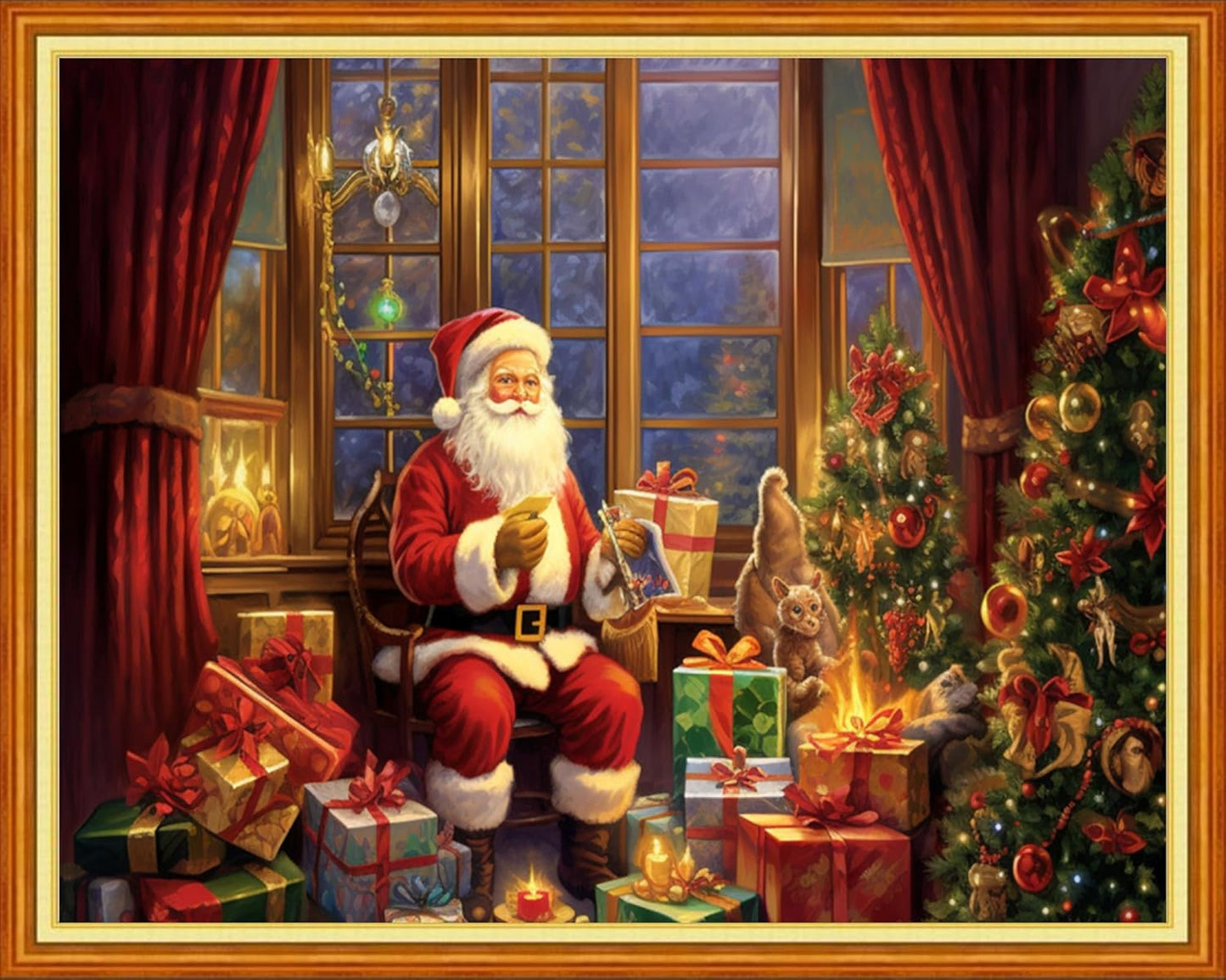 Dimxvean Stamped Cross Stitch Kits,Cross Stitch Kits for Adults Beginners,Embroidery Kits Full Range of Cross Stitch Stamped Kits Needlepoint Kits Cross Stitch Patterns-Santa Claus 16x20 inch, Small