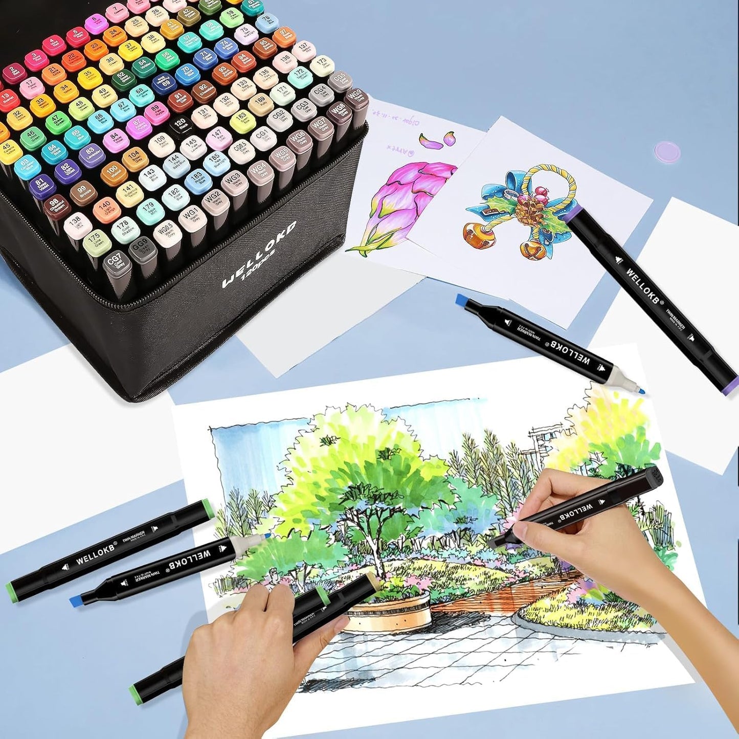 Alcohol Markers, 168 Colors Dual Tip Permanent Art Markers for Drawing,for Kids Adult Coloring, Alcohol, Based Ink Ideal for Book Painting and Card Making