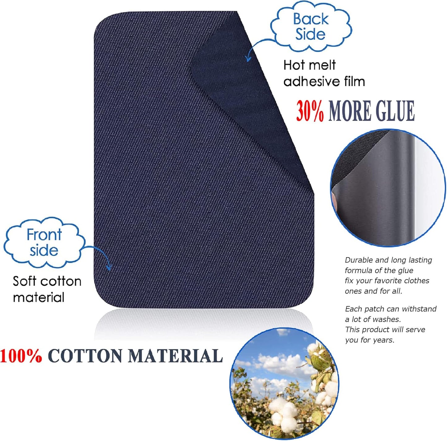 12PCS Fabric Iron on Patches Inside & Outside Strong Glue 100% Cotton Repair Patch for Clothes Pants Mending and Decorating, Army Green
