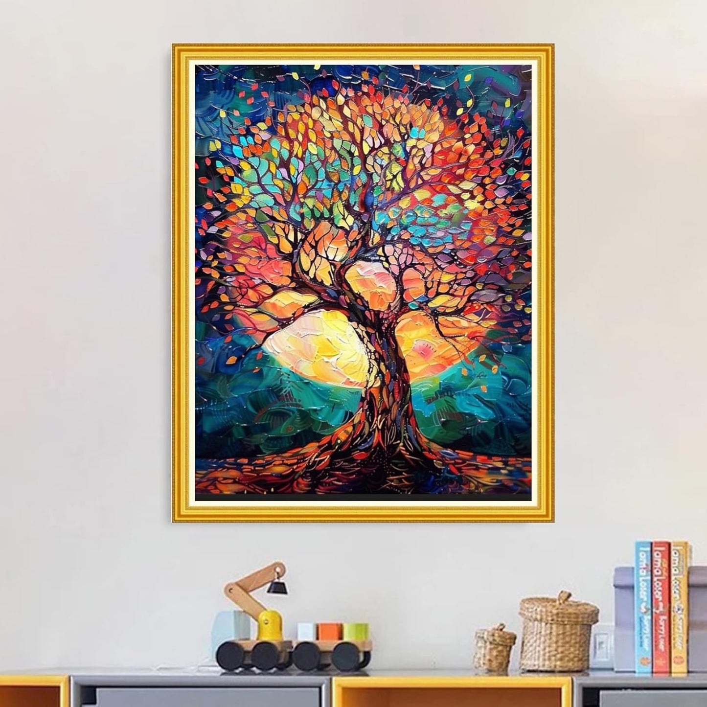 Magxvouy Cross Stitch Kits Stamped Full Range of Embroidery Kits,Cross Stitch Patterns Needlework Kits for Beginners 11CT Printed Kits&Moonlight Tree 16x20 inch