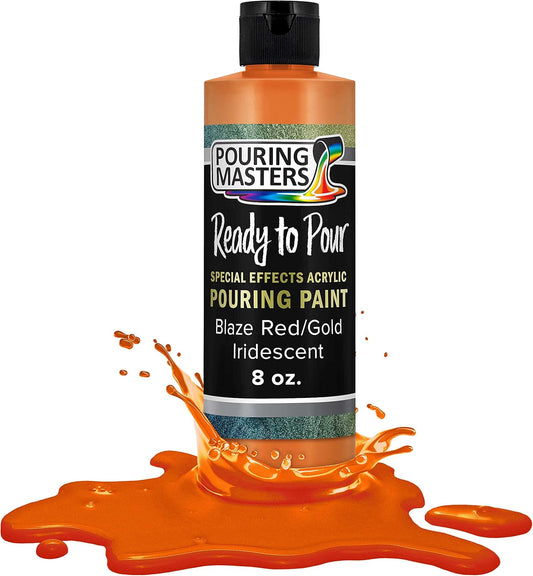Pouring Masters Blaze Red/Gold Iridescent Special Effects Acrylic Pouring Paint - Premium 8-Ounce Pre-Mixed Fluid Acrylic Paint - Fluid Art Supplies for Canvas, Wood, Paper, Tile & Rocks