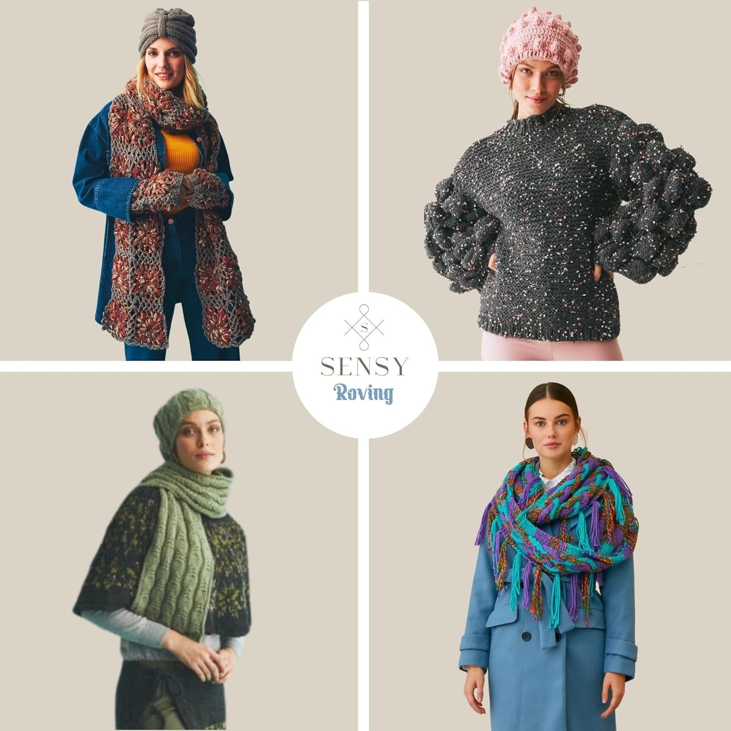 3 Skeins of Sensy Roving Yarn, 3.5 oz, 132 Yards, Gauge 5 Bulky (Black)