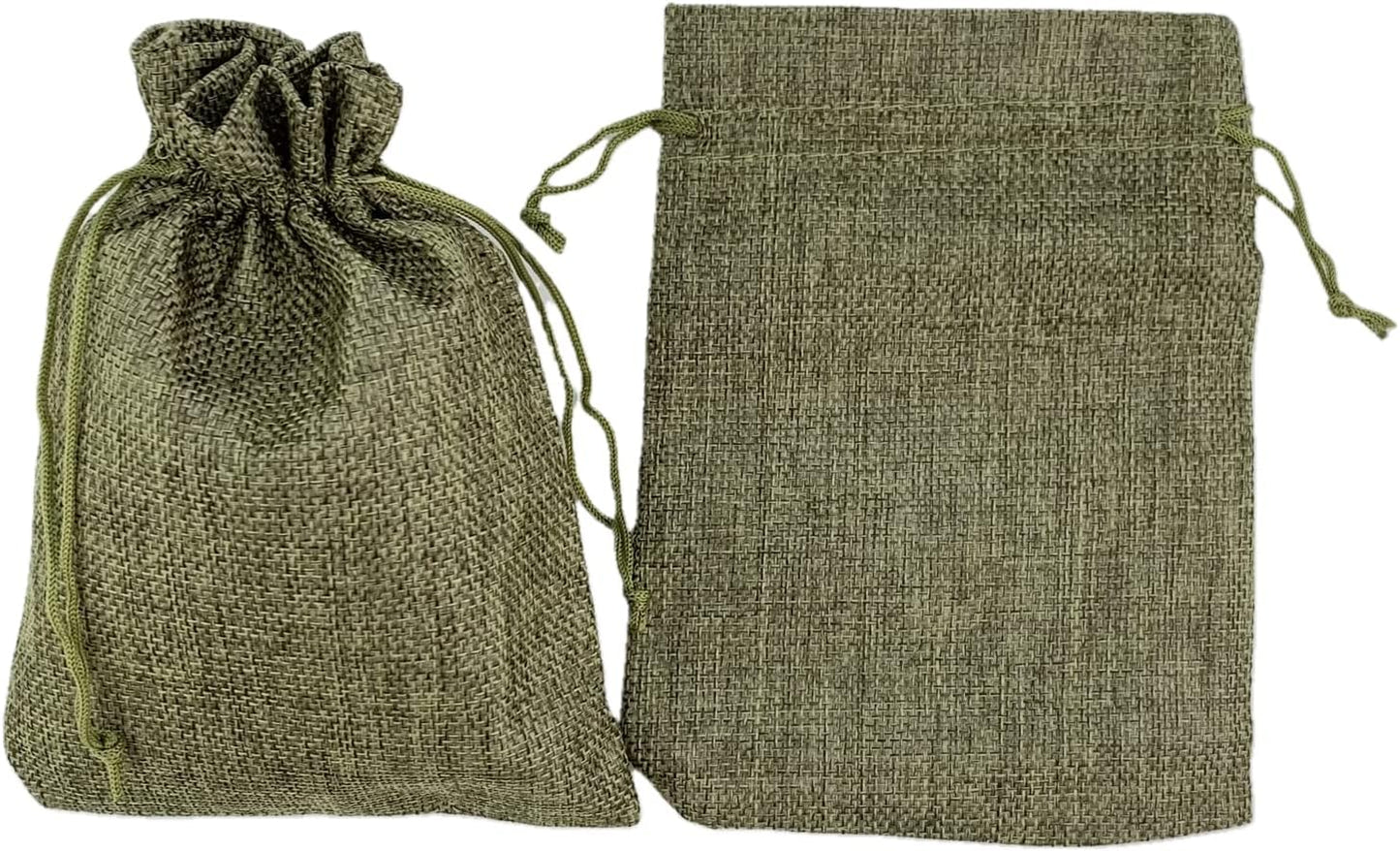 Palmhomee Pack of 25 Burlap Gift Bags with Drawstring Linen Pouches for Wedding, Birthday, Party, Bridal Shower (5x7 Inch, Moss Green)