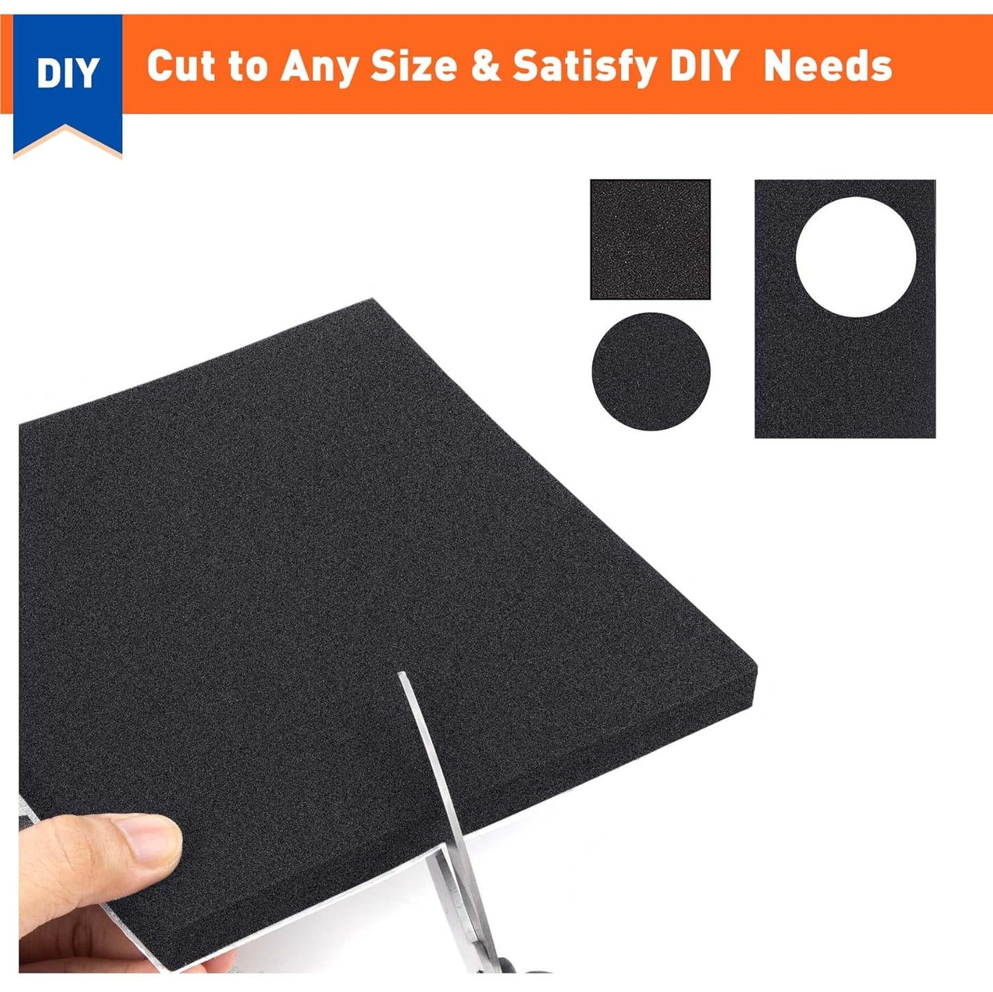 MAGZO 5Pcs Adhesive Foam Padding 1/4 in Thick X 12 in X 8 in,Closed Cell Foam Sheets Neoprene Rubber Self Stick Pads Anti Vibration Pads,Black (12in x 8in x 1/4in, 5Pcs)