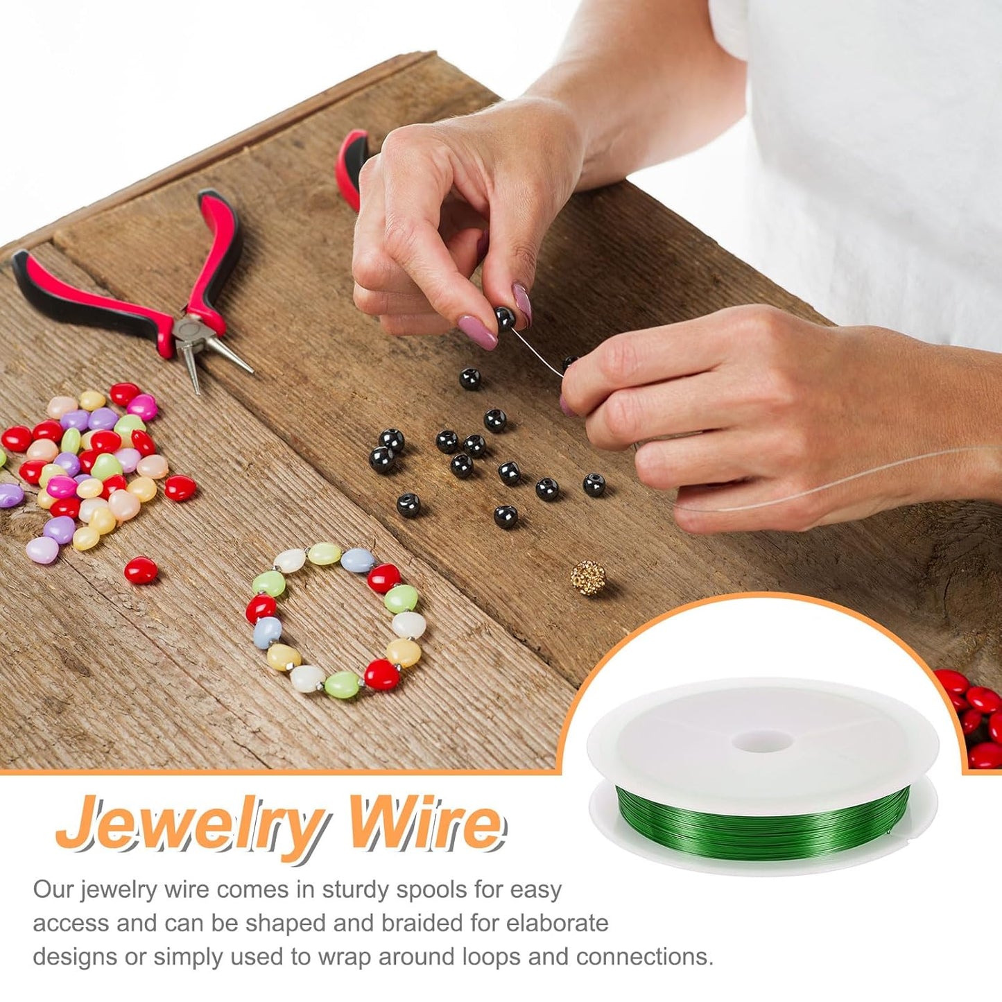 HARFINGTON 49ft Jewelry Wire, 28 Gauge (0.3mm) Brass Craft Soft Metal Tarnish Resistant Copper Beading Wire for Jewelry Making Supplies Crafting, Green