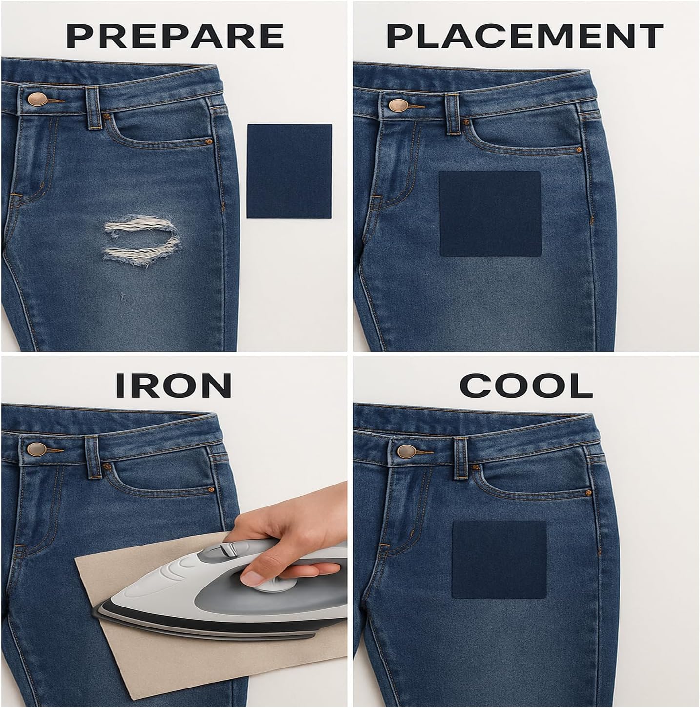 Iron-On Fabric Patches for Clothing, 20 Sheets 3" by 4-1/4", Durable Washable Iron On or Sew On Repair Patches for Jeans, Denim Jackets, Pants, Shirts, Bags, Backpacks, DIY Crafts