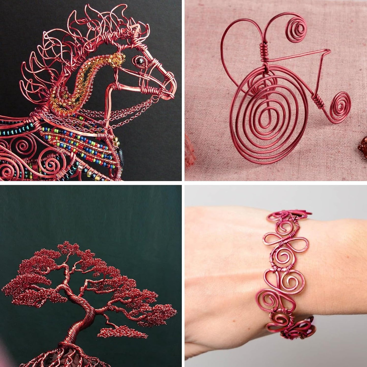 Aluminum Craft Wire, 32.8 Feet 3.0 mm/ 8 Gauge Red Bendable Soft Metal Aluminum Wire Roll Bulk for DIY Crafts Sculpting Jewelry Making