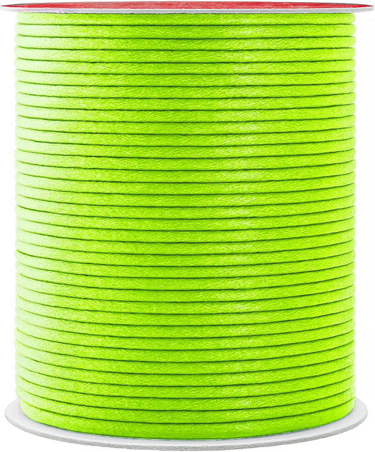 Mandala Crafts 2mm 109 Yards Lime Green Cotton Waxed Cord for Jewelry Making Bracelet Cord Waxed String - Beading String Thread Jewelry Cords for Necklaces String