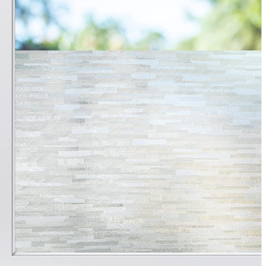 rabbitgoo Window Privacy Film, No Glue Frosted Glass Film, Static Cling UV Blocking Non Adhesive Reusable Heat Control Window Vinyl Clings for Home, Office, Frosted Silk, 29.5 x 78.7 Inches