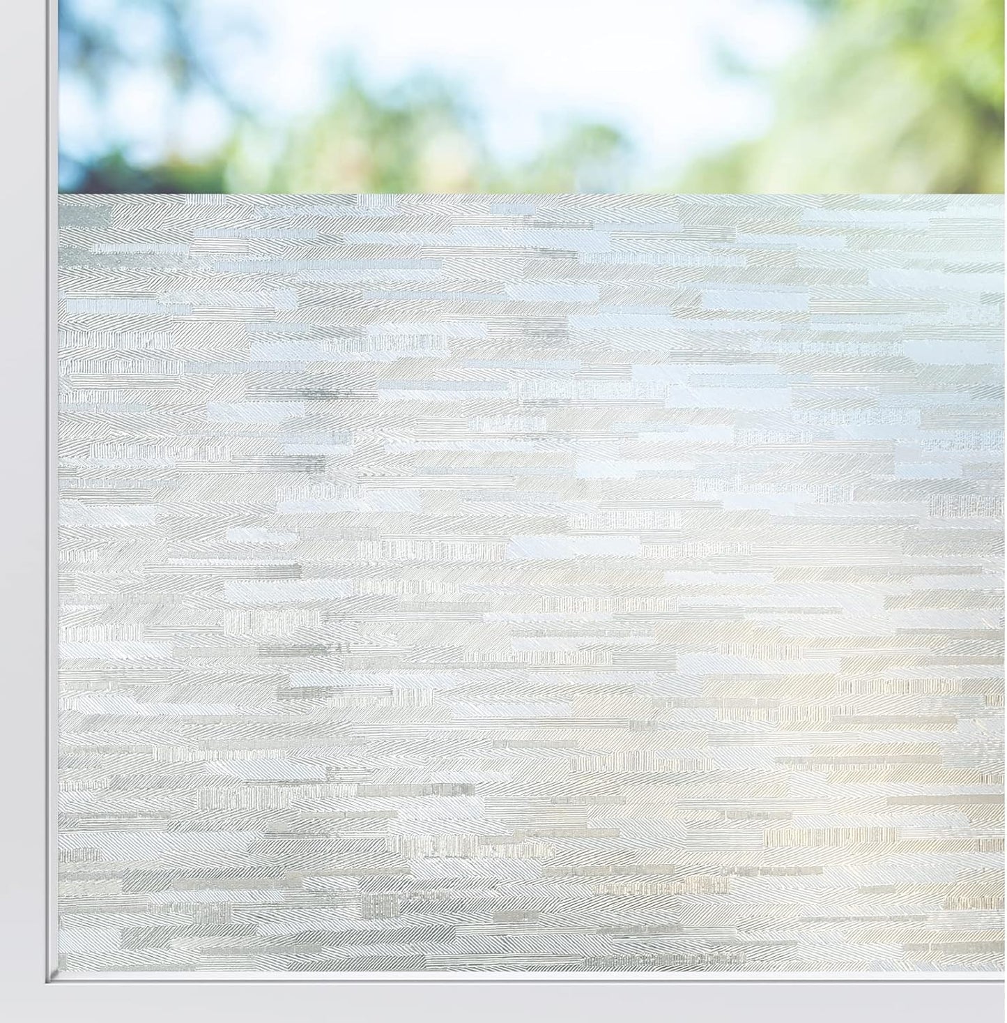 rabbitgoo Window Privacy Film, No Glue Frosted Glass Film, Static Cling UV Blocking Non Adhesive Reusable Heat Control Window Vinyl Clings for Home, Office, Frosted Silk, 29.5 x 118.1 Inches