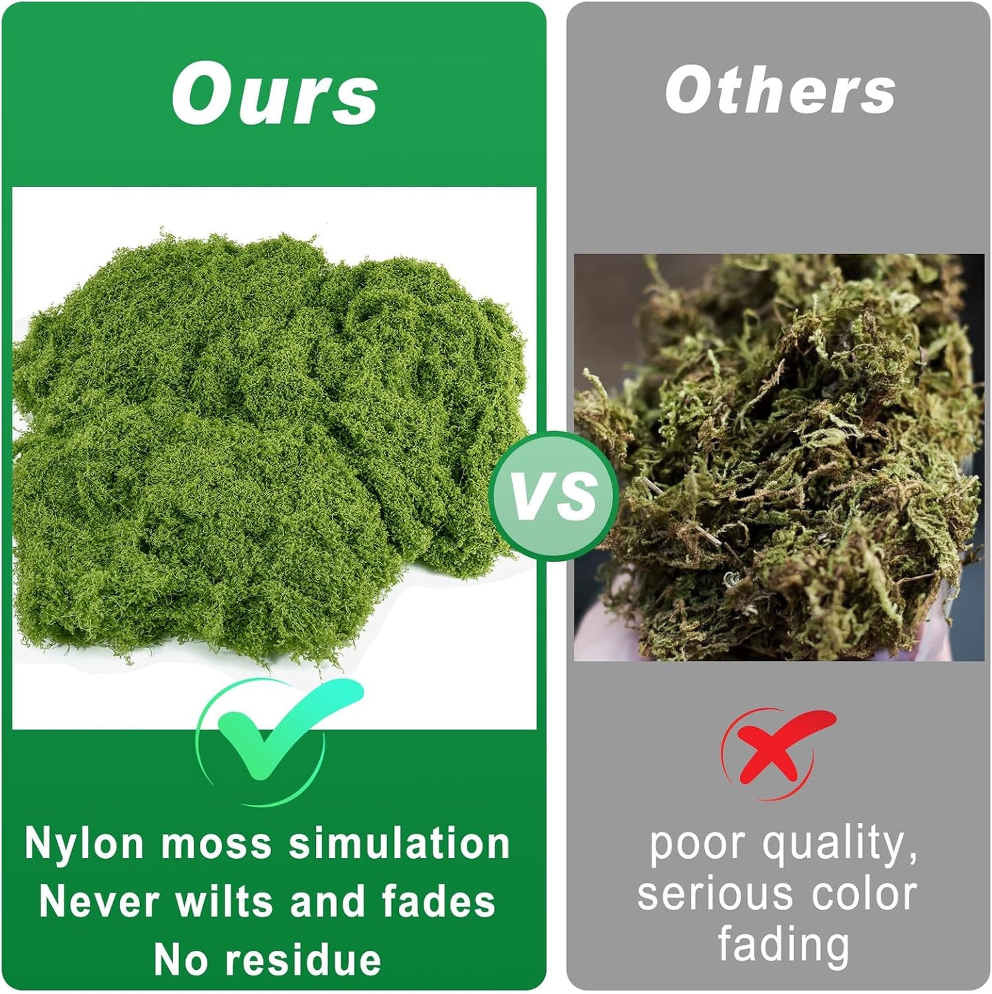 Fake Green Moss for Potted Plants, 10.6OZ Moss Decor Artificial Faux Moss for Crafts Preserved Moss for DIY Decorative Moss Table Centerpieces Decor Fairy Garden Floral Wedding (300g) (Dark Green)