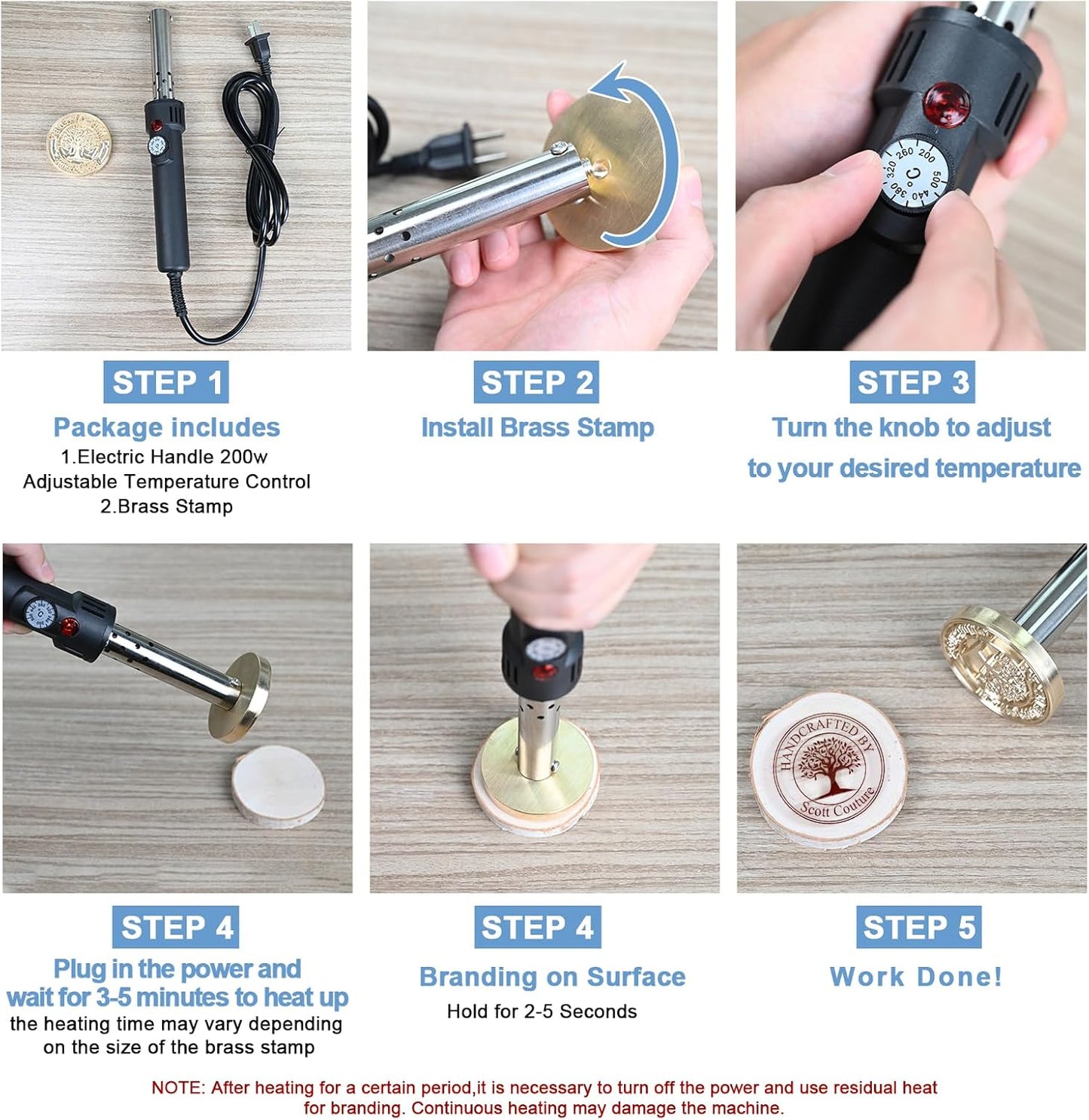 Custom Electric Branding Iron for Wood, Adjustable Temperature Wood Branding irons Personalized Wood Burning Letter Stamp for Leather Woodworking Tool, Handcraft & Wedding Gifts(1.5Inches)