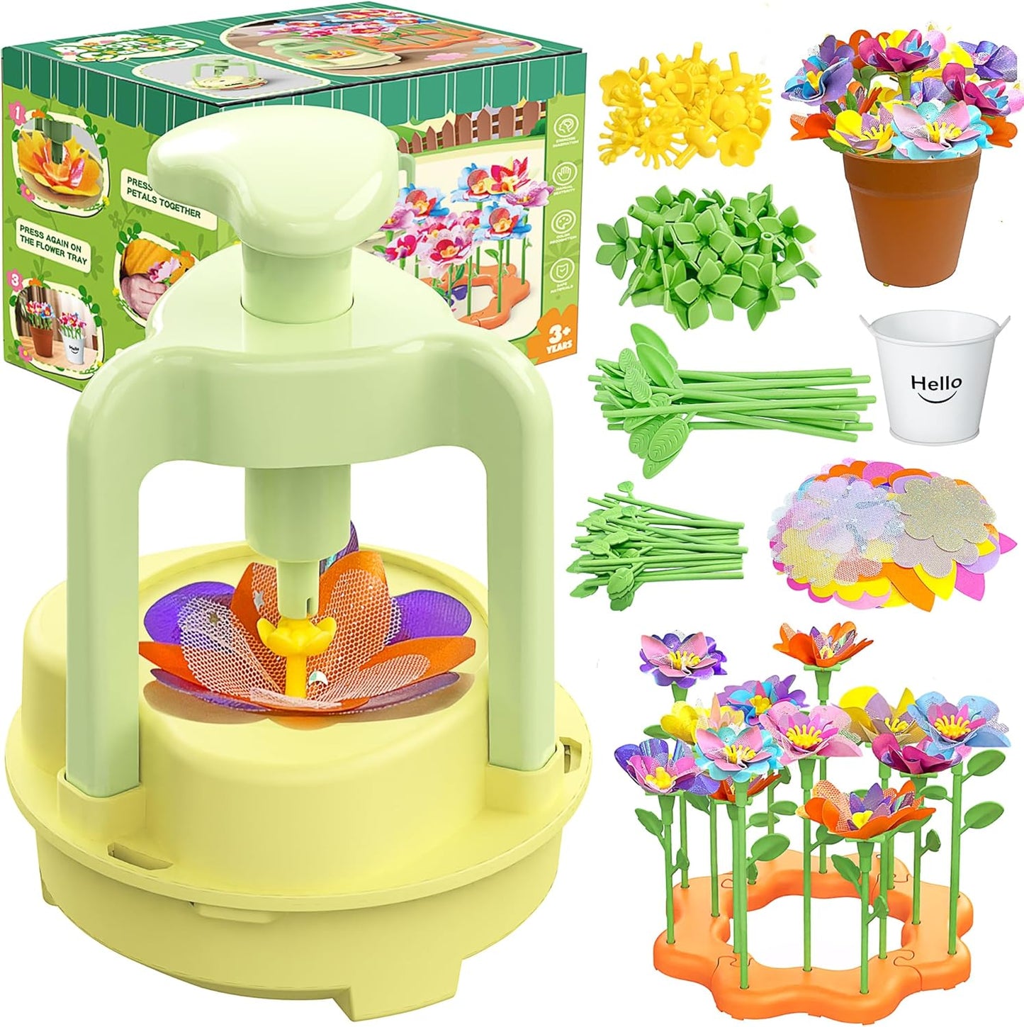 Fabric Flower Bouquets Toys, DIY Craft Kit for Girls 3 4 5 6 7 8 9 10 Years Old, Creative Arts and Crafts Activity for Toddler Kids, Preschool Educational Flower Assembly Gifts for Birthday Christmas