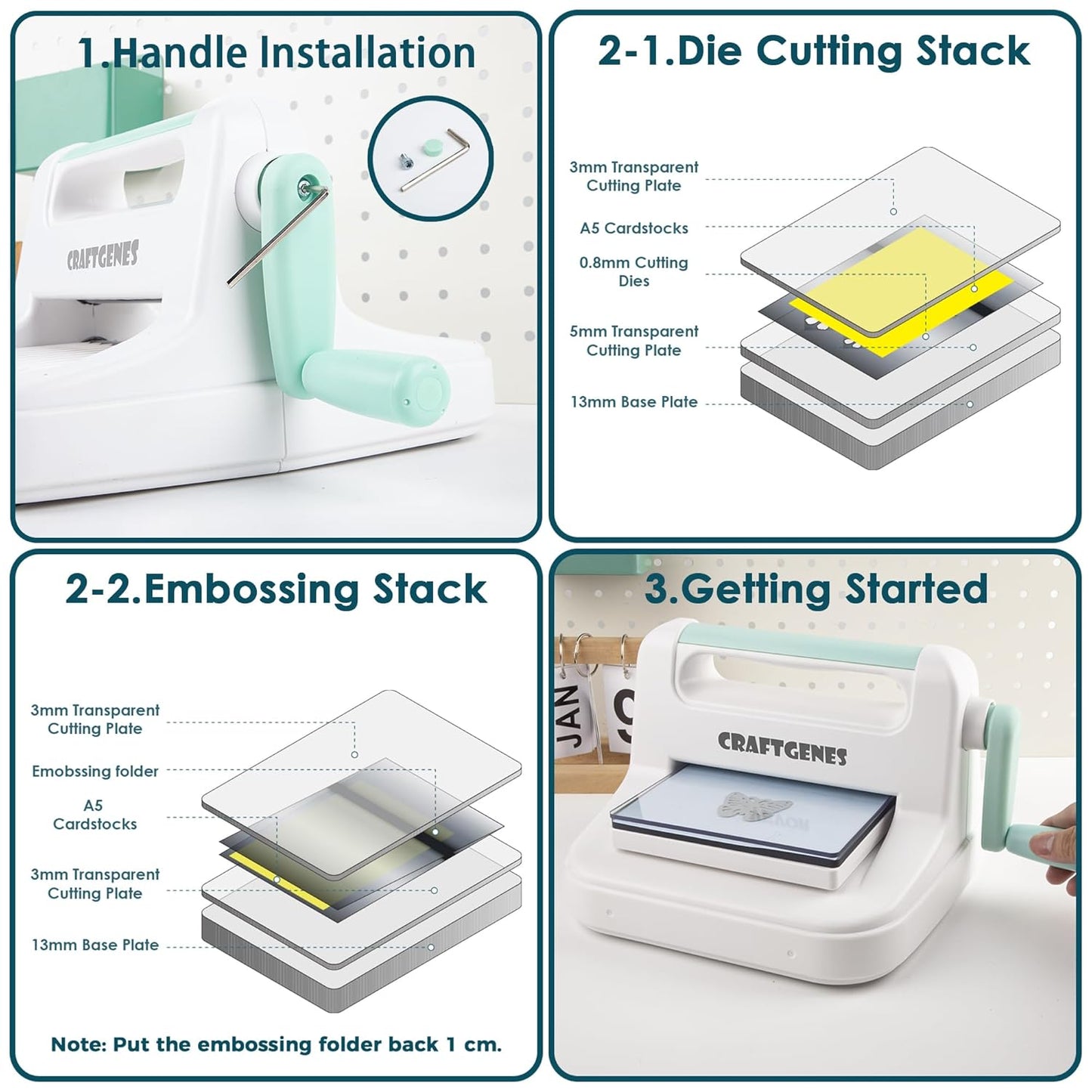 Manual Die Cutting Machine, Embossing Machine 6'' Opening Size for Cardmaking, Scrapbooking, and DIY Crafts – Complete Set with A5 Die Cuts, Embossing Folders, Plates, Clear Stamps