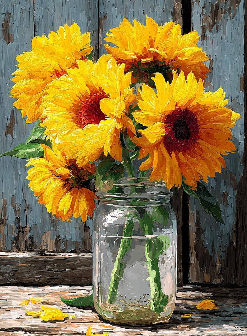 Moohue 14ct Counted Stamped Cross Stitch Kits for Adults Flowers Printed Cross Stitch Patterns Art Crafts Cross Stitch Supplies (Flowers 6)