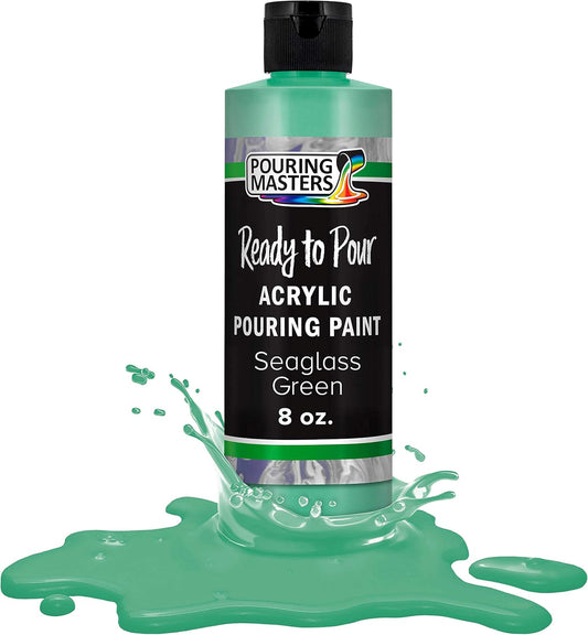 POURING MASTERS Seaglass Green Acrylic Ready to Pour Pouring Paint - Premium 8-Ounce Pre-Mixed Water-Based - for Canvas, Wood, Paper, Crafts, Tile, Rocks and More