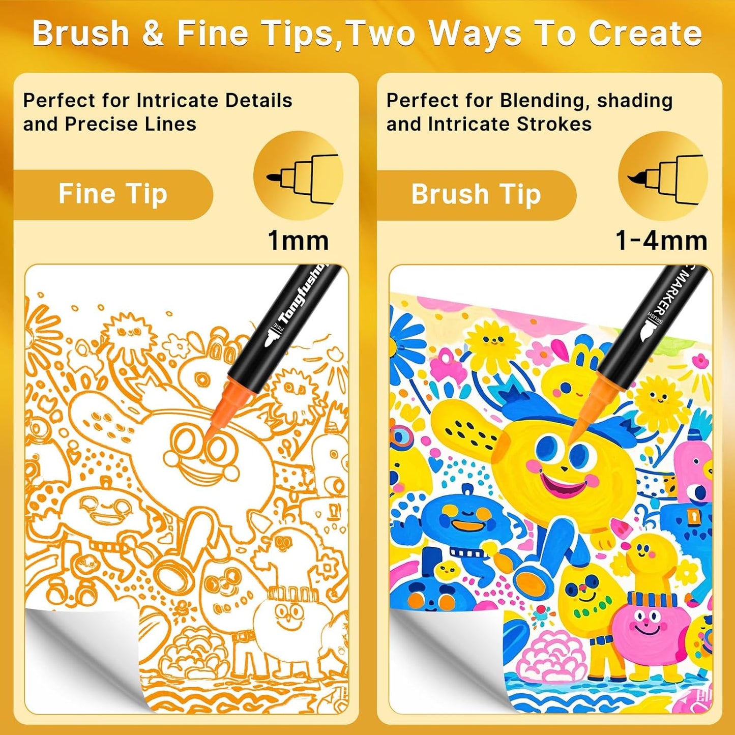 Tongfushop 84 Colors Acrylic Paint Markers, Dual Tip Acrylic Paint Pens with Brush Tip & Fine Tip, Fabric Markers for Rock Painting, Wood, Canvas, Stone, Glass, Ceramic, DIY Crafts, Art Supplies