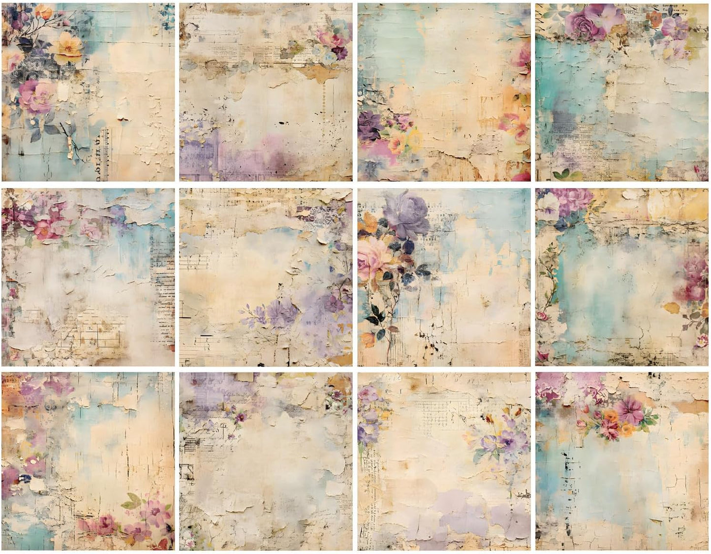 Vintage Floral Scrapbook Paper Pad Flower Patterned Paper 6×6,24 Sheets Single-Sided Scrapbooking CardStock Papers Pad for Holiday Cardmaking DIY Origami Journaling.