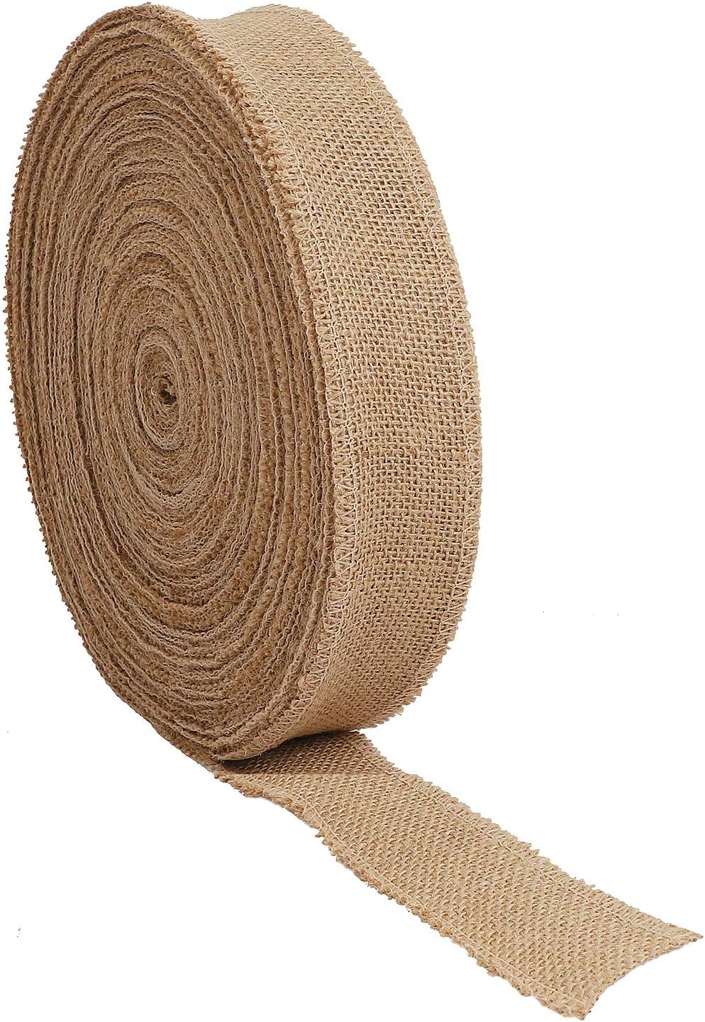 KINJOEK 1 Inch Wide 82 Yards Burlap Ribbon, Natural Jute Fabric Ribbon, Crafts Ribbon for Christmas, Wedding, Gifts, Burlap Fabric DIY, Decoration