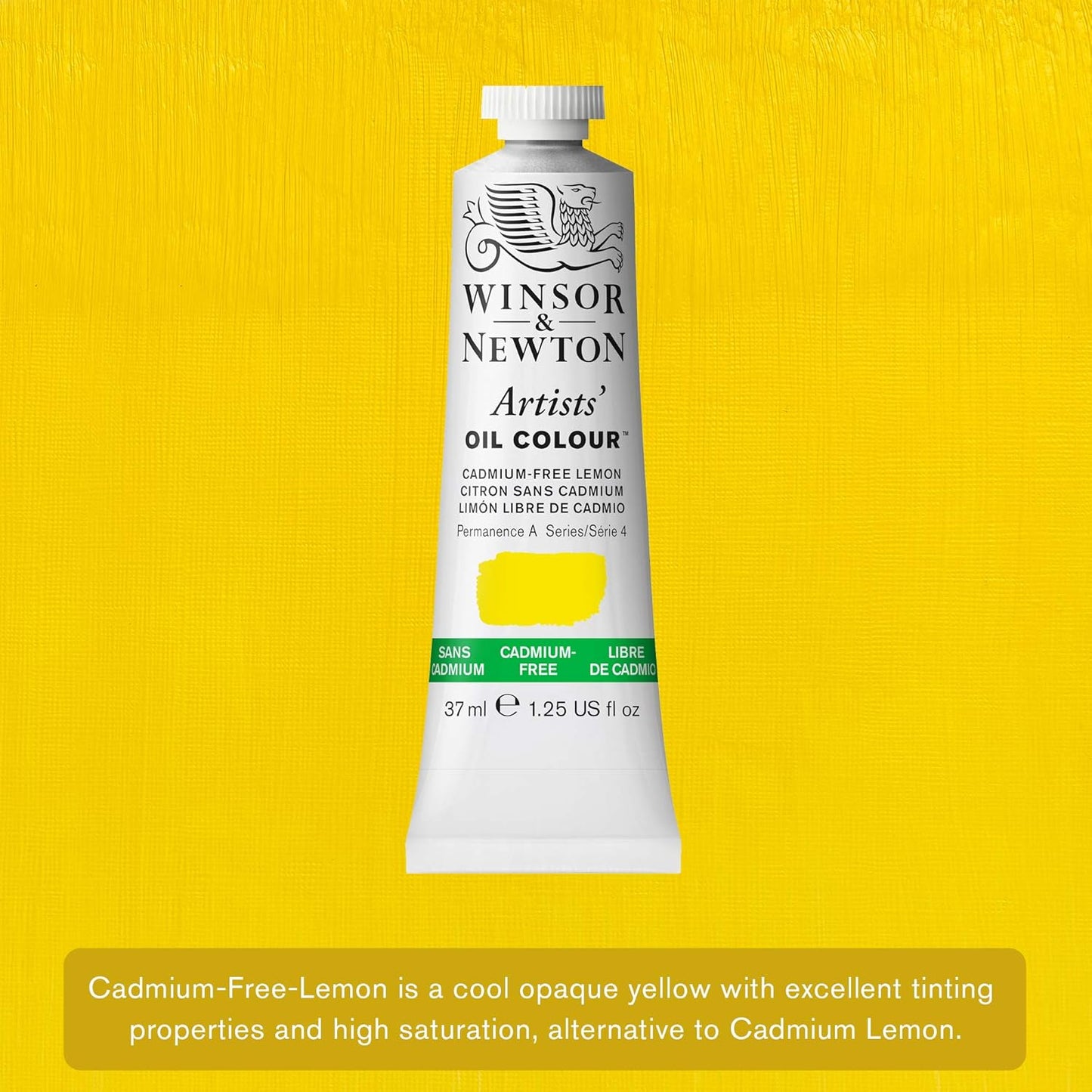 Winsor & Newton Artists' Oil Color, 37ml (1.25 oz) Tube, Cadmium-Free Lemon