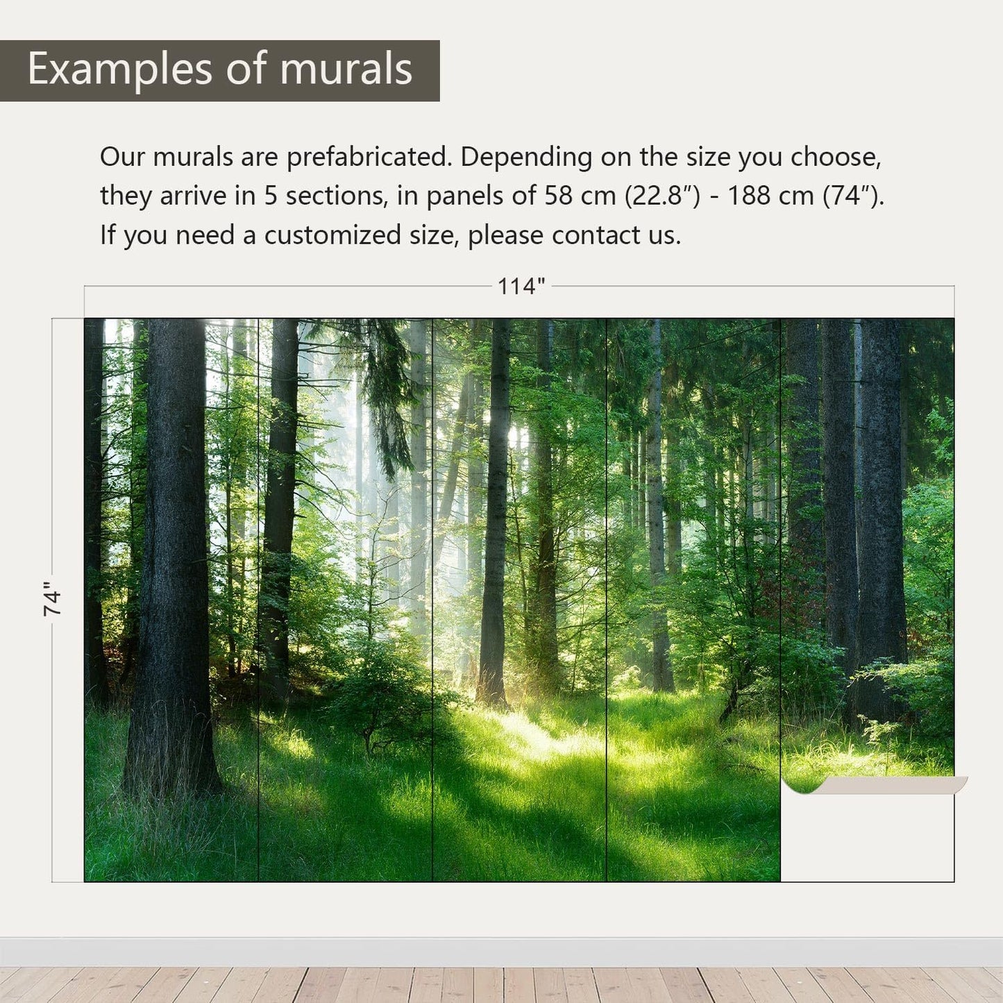 AFZEVEB-Green Forest Wallpaper Natural Landscape Wall murals for Bedroom 114"x74"(Not Peel and Stick)