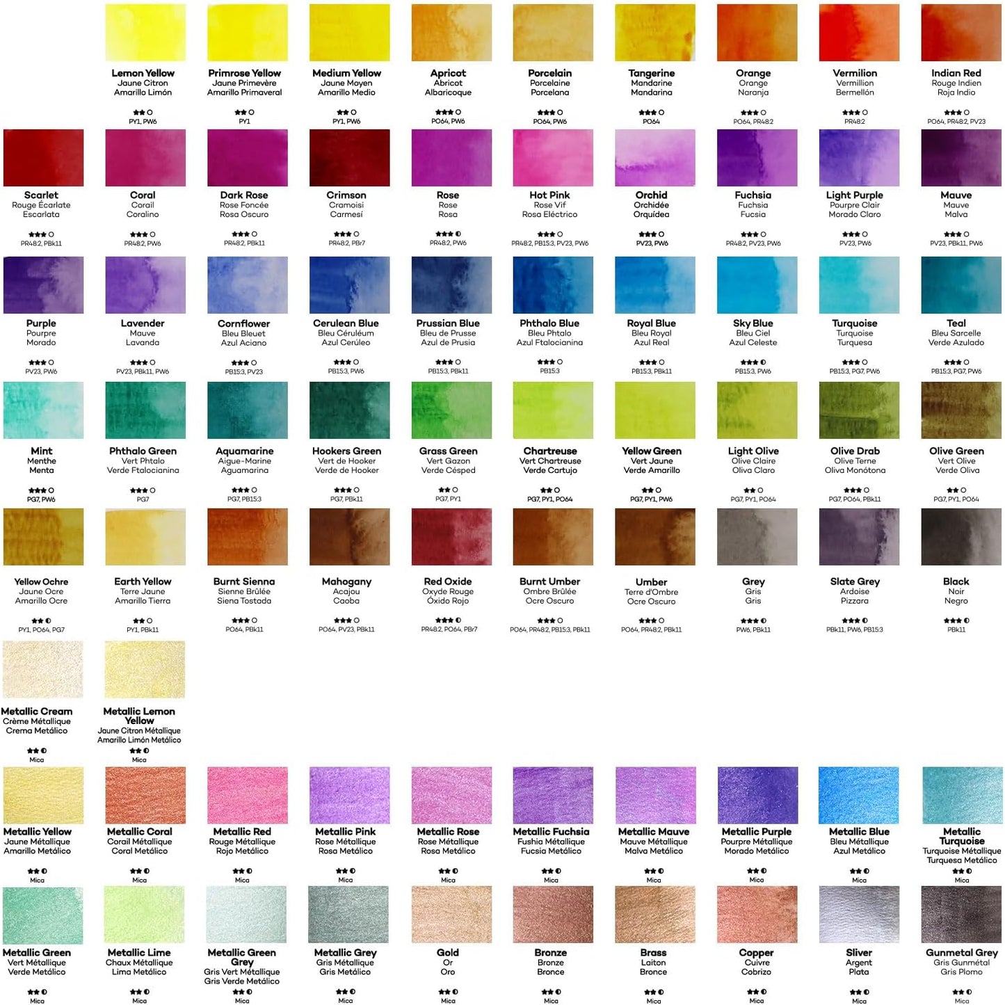 Mont Marte Watercolor Set Full Pan Signature 73pcs, Including 50 Bright and 22 Metallic Colors with Translucent Finish, Ideal for Artists, Hobbyists and Adults