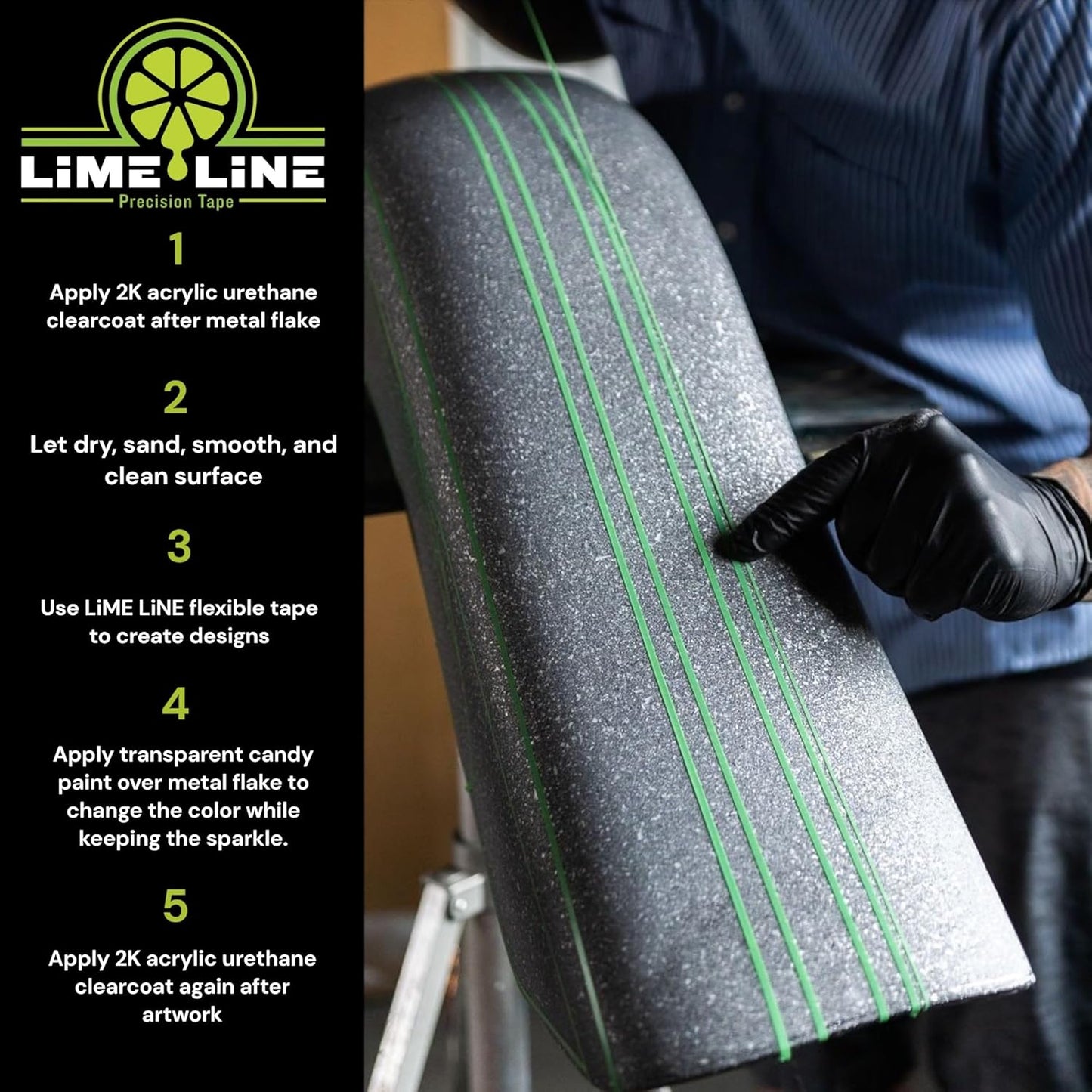 LiME LiNE Sprayable Metal Flake Paint Additive: Solvent Resistant Glitter for Automotive Custom Painting (Sky Blue)