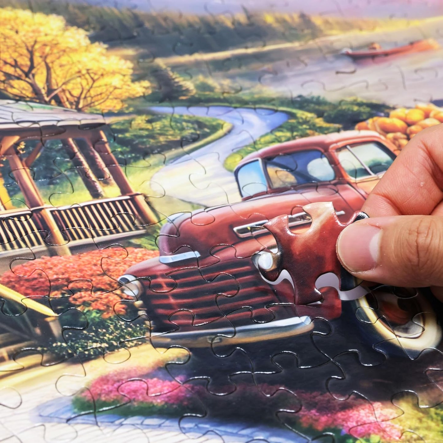 Think2Master Lakeside Mountain Retreat 500 Pieces Large Format Jigsaw Puzzle: Kids 12+, Teens, Adults & Families. Escape to a World of Tranquility and Rustic Charm. Great Gift. Size: 26.8” X 18.9”