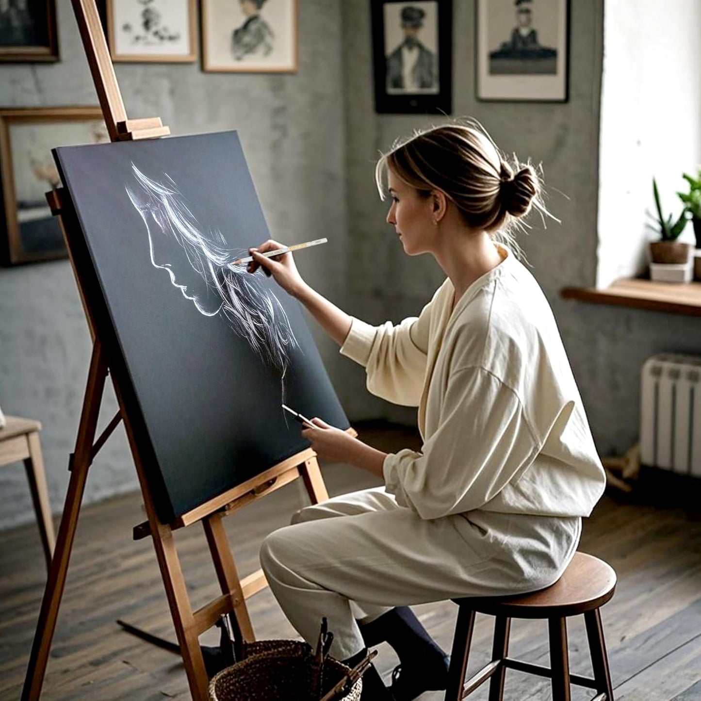 KALOUR White Charcoal Pencils Drawing Set, Professional 6 Pieces White Sketch Pencils for Drawing, Sketching, Shading, Blending, Chalk for Beginners & Artists