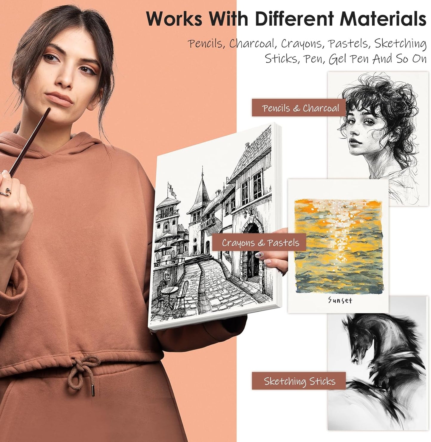 9" x 12" Sketch Paper, Art Paper Bulk, 65 Sheets (68lb/100gsm) Drawing Paper, Acid Free Artist Painting Writing Sketching, School Easel Art Supplies for Kids Teens Students Adults Beginners