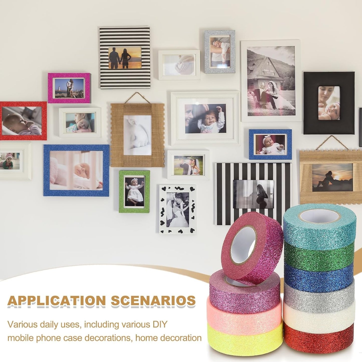 PATIKIL 1 Roll Glitter Paper Washi Tape, 15mm Washi Self-Adhesive Decorative Tape for Crafts DIY Gift Packaging Art Scrapbook Decor, Red