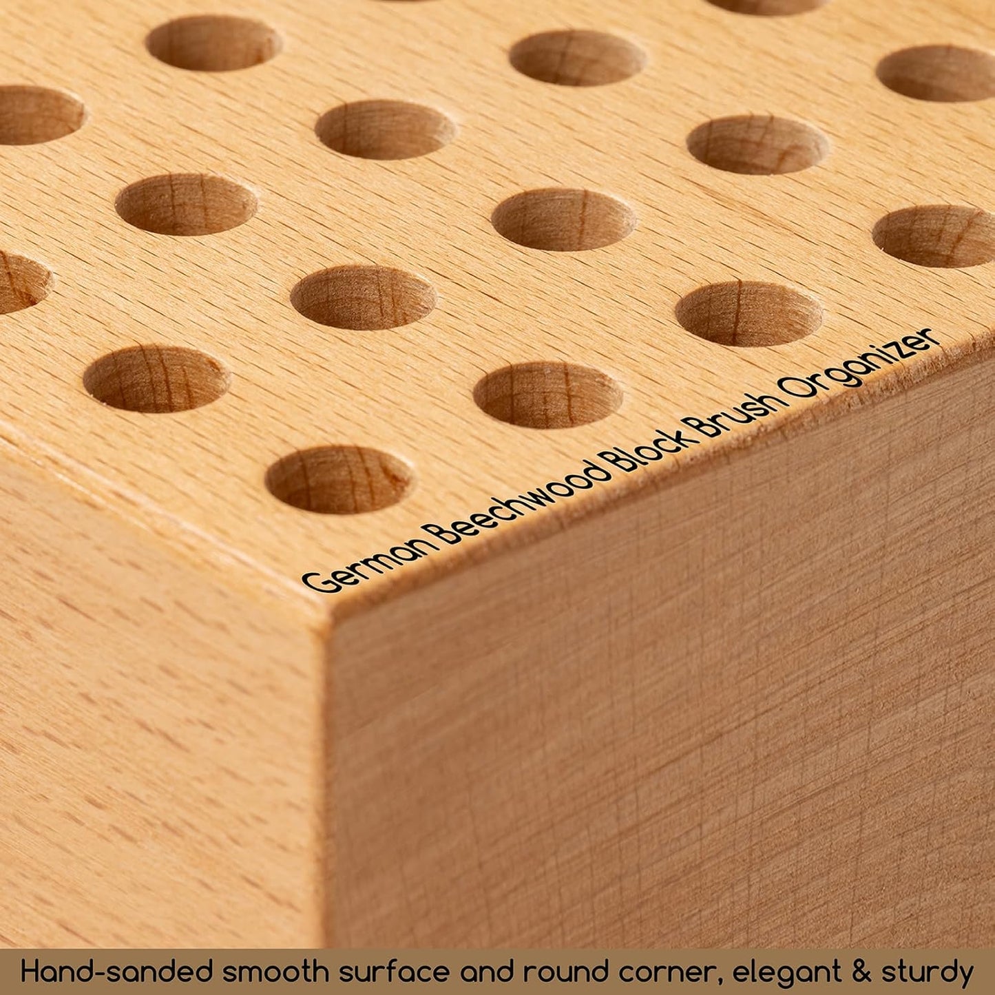 MEEDEN Beechwood Pencil and Brush Holder: 36 Holes Paint Brush Storage Organizer & Holder Rack - Wooden Block Pencil Holder for Paintbrushes, Pens and Art Tools - Paint Brush Holder Display Stand