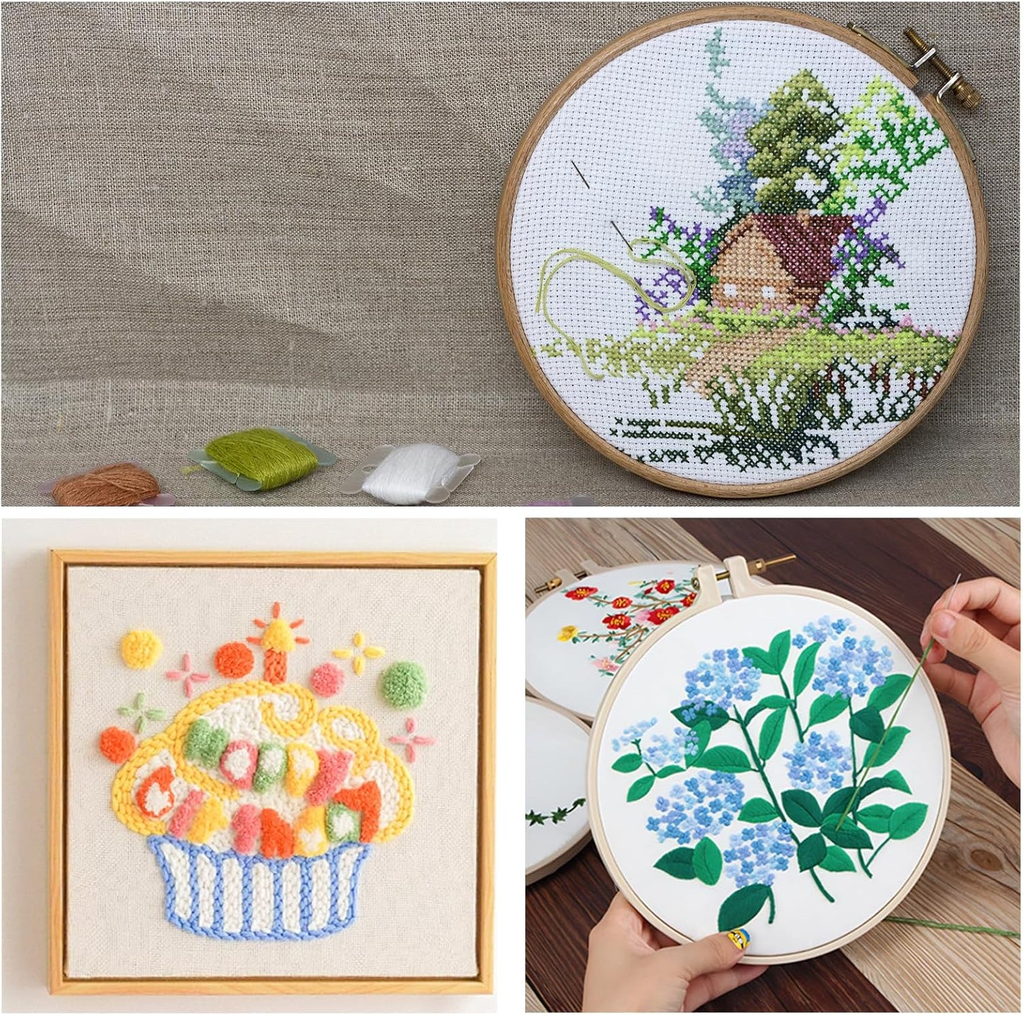 HexaHive Aida Cloth 14 Count Cross Stitch Fabric - 59 by 39 Inch Large Size Water Soluble Cross Stitch Canvas for Home DIY Embroidery Decoration Supplies (14CT, White)