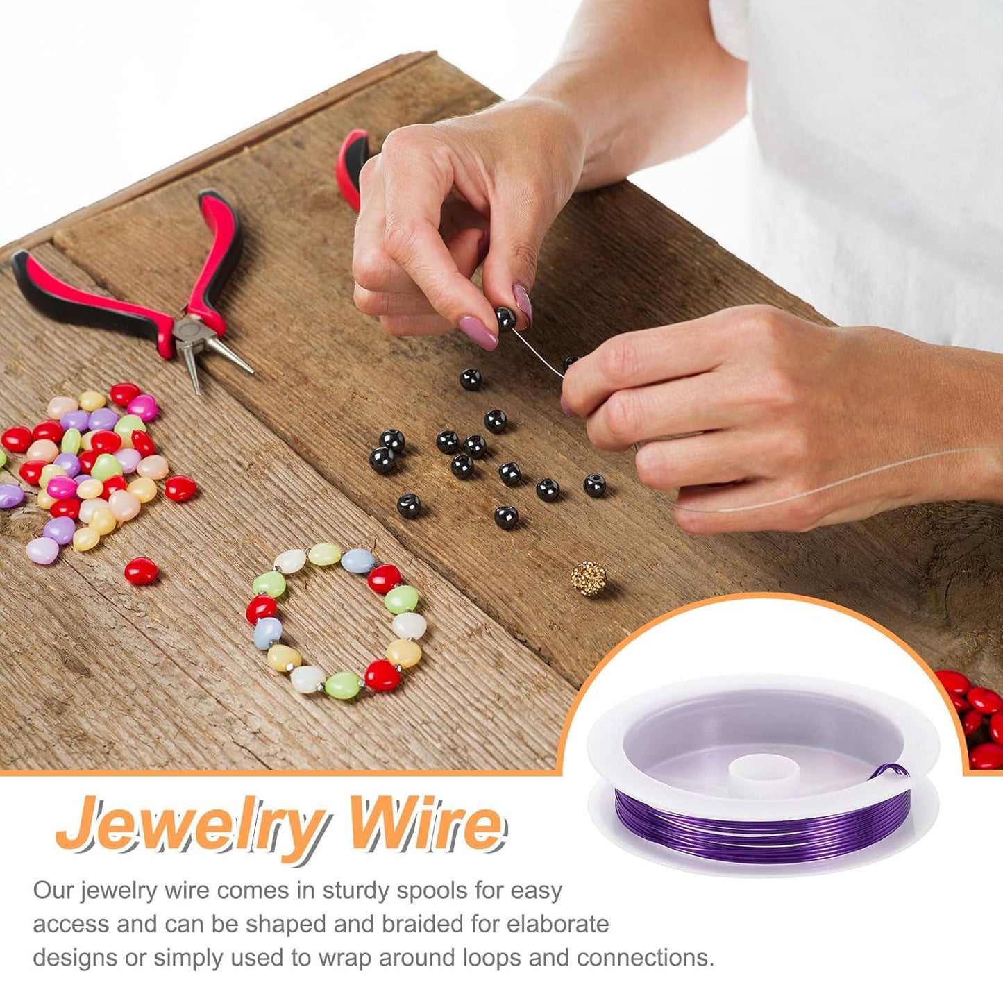 HARFINGTON 8ft Jewelry Wire, 20 Gauge (0.8mm) Brass Craft Soft Metal Tarnish Resistant Copper Beading Wire for Jewelry Making Supplies Crafting, Purple