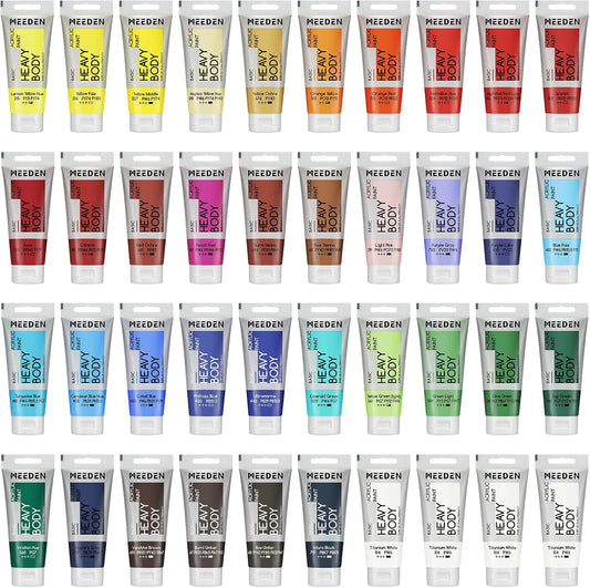 MEEDEN Acrylic Paint Set: 100ml/3.38oz x 40 Tubes - Heavy Body Acrylic Paint Set including 36 Colors & 4 x Titanium White