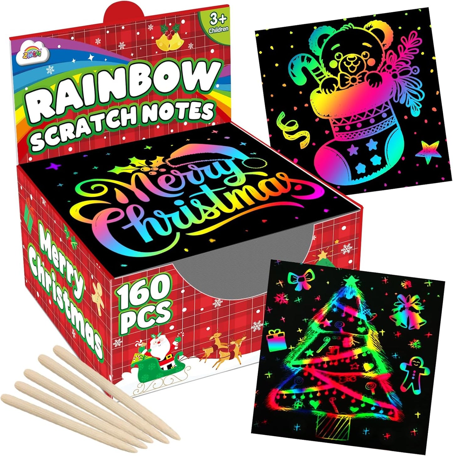 ZMLM Kids Rainbow Scratch Paper Art Crafts Mini Notes Kids Gifts 4 5 6 7 8 9 10 Years Old Girls Boys Students Teens Classroom Prizes School Supplies Birthday Party Toy Activity Stocking Stuffers