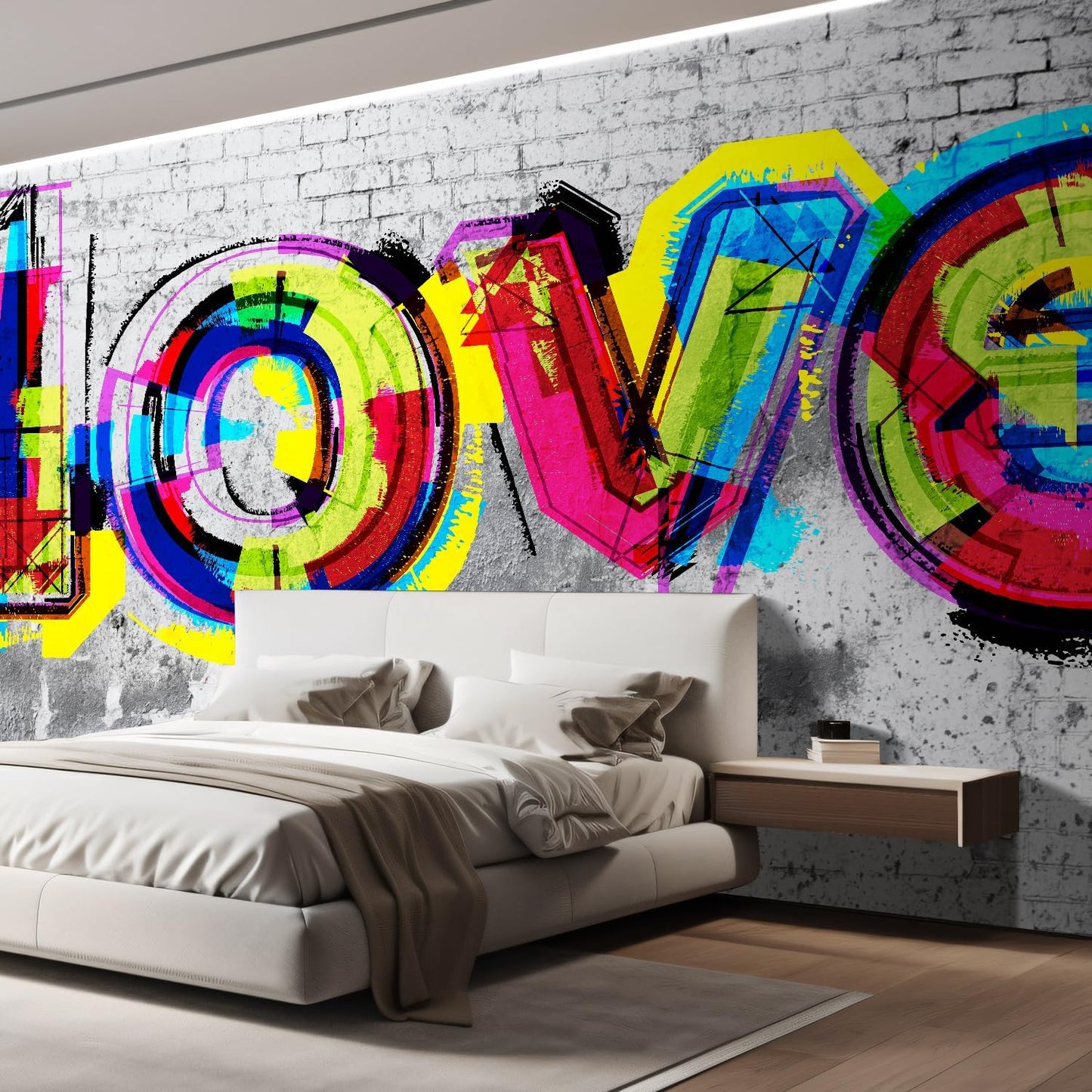 wall26 Wall Sticker/Wall Mural Colorful Graffiti, Not Peel and Stick, Non-Woven Wallpaper Decorative for Bedroom, Living Room, Office - 132x192 inches