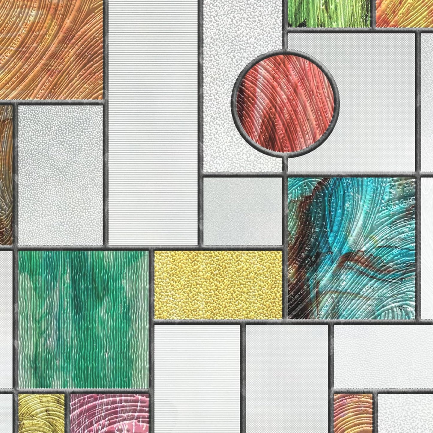 3D Stained Glass Window Film, Decorative Window Privacy Film for Bathroom,Front Door,Home, Sun Blocking Heat Control,Static Cling, Ores 23.6inch x 35.4inch